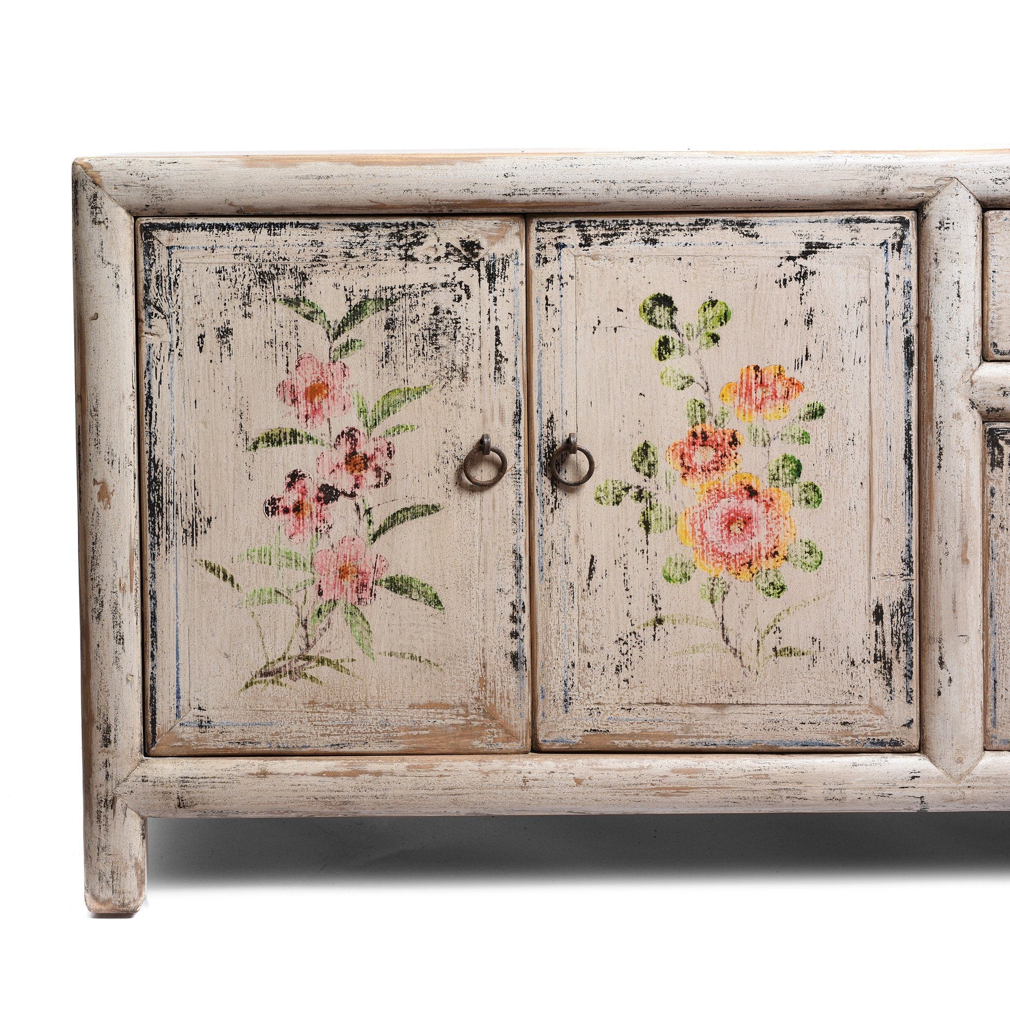 Painted Kang Sideboard Made From Old Pine - From Mongolia - Image 2