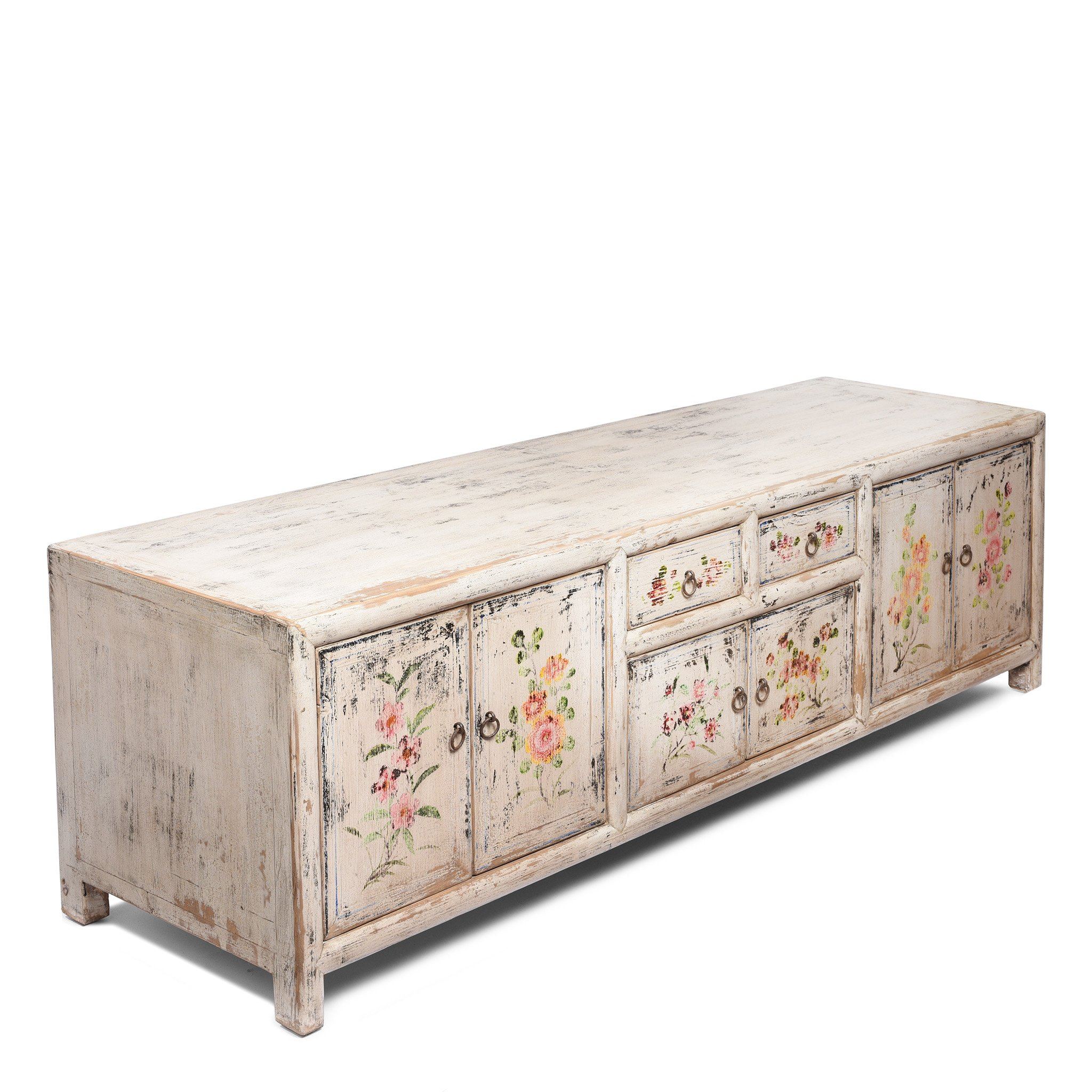 Painted Kang Sideboard Made From Old Pine - From Mongolia - Image 3
