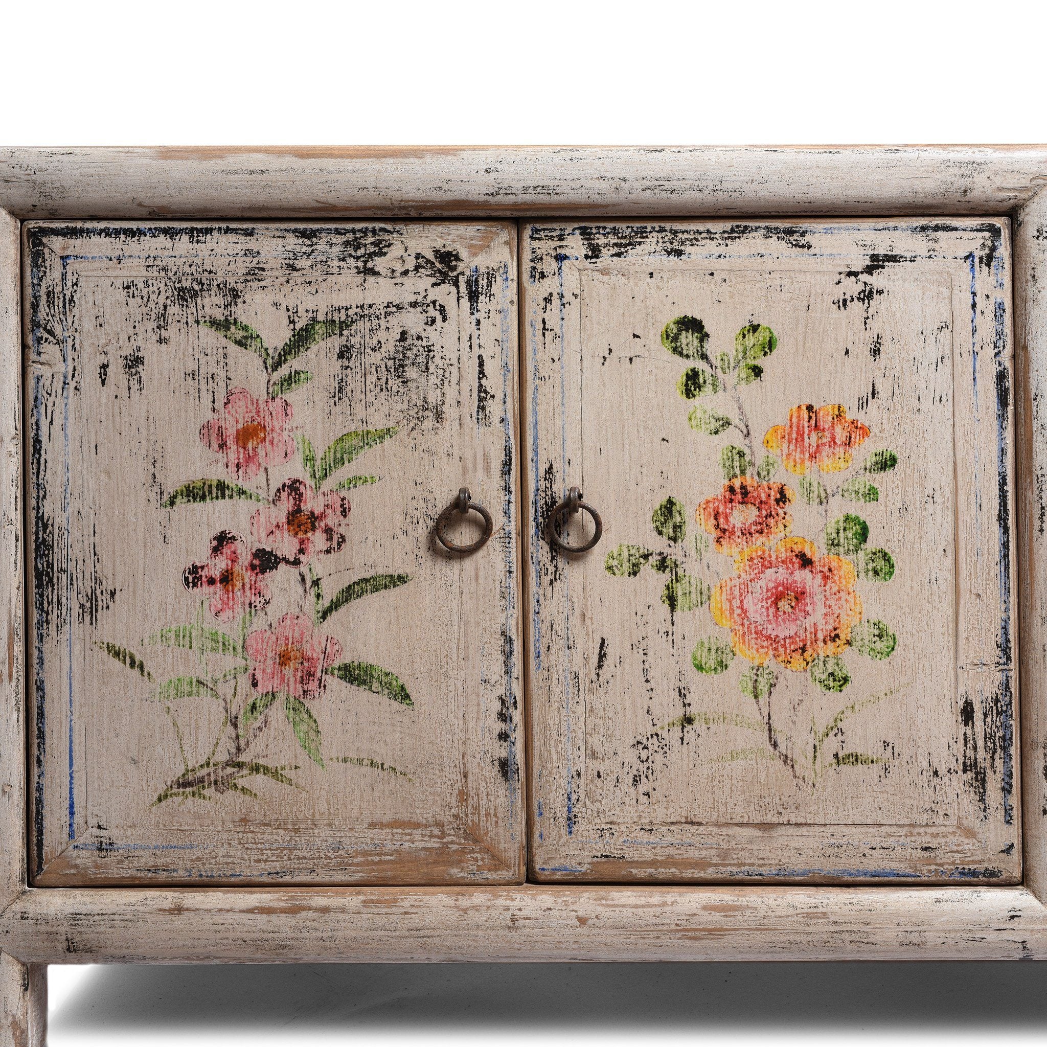 Painted Kang Sideboard Made From Old Pine - From Mongolia - Image 7