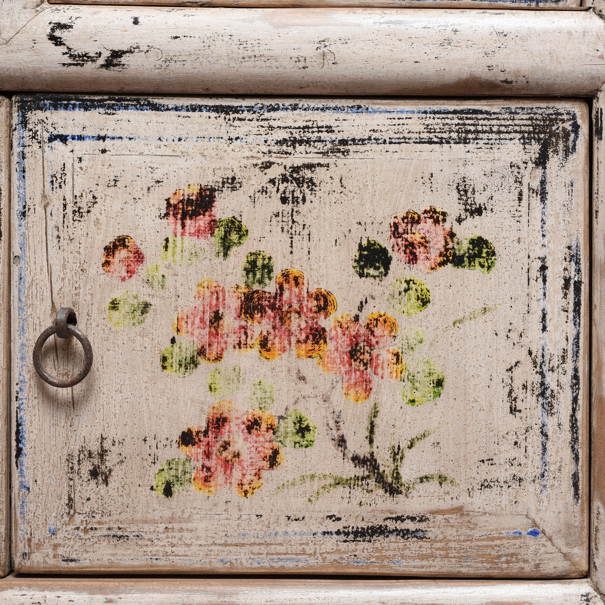 Painted Kang Sideboard Made From Old Pine - From Mongolia - Image 9