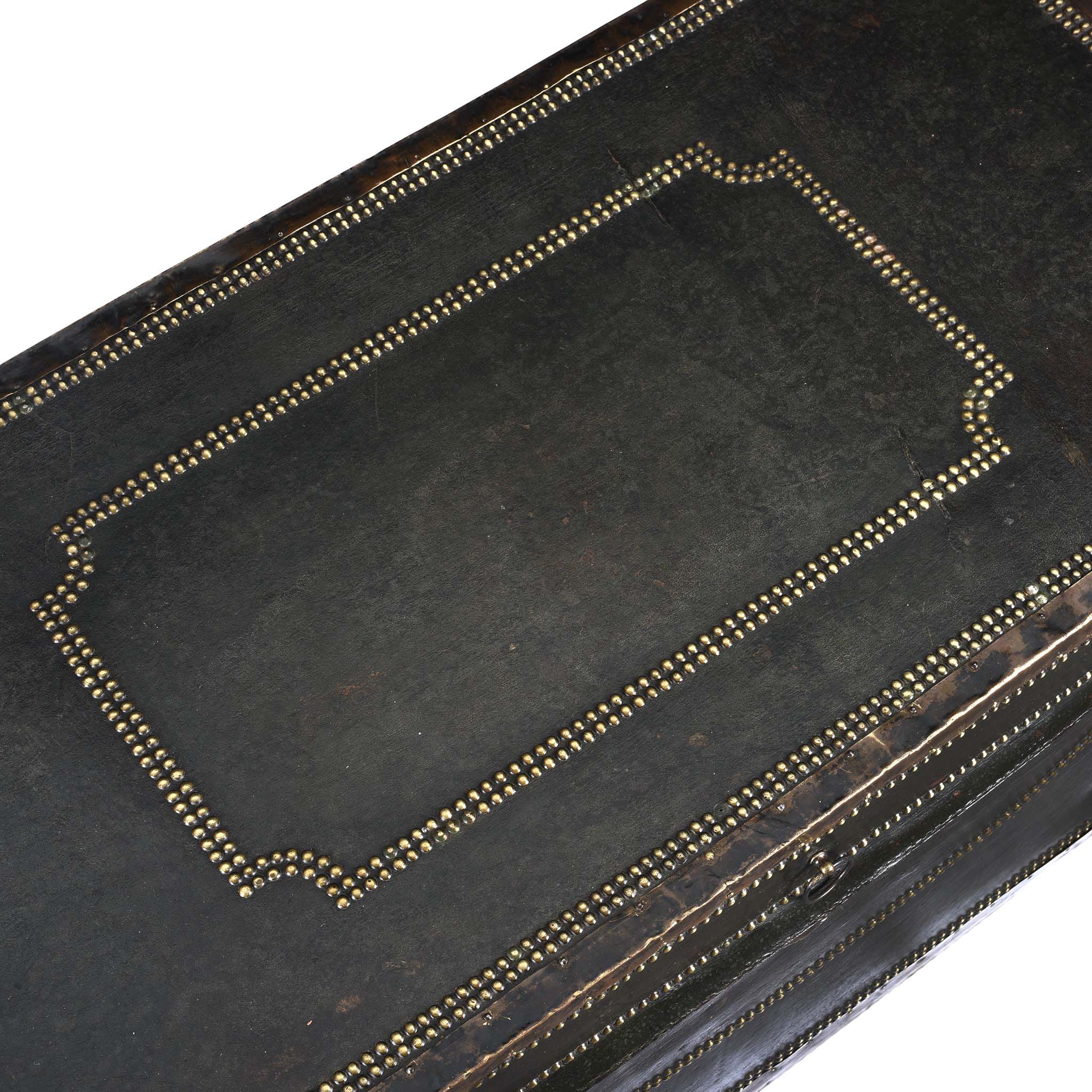 Dark Green Leather Camphor Trunk - Early 19th Century - Image 11