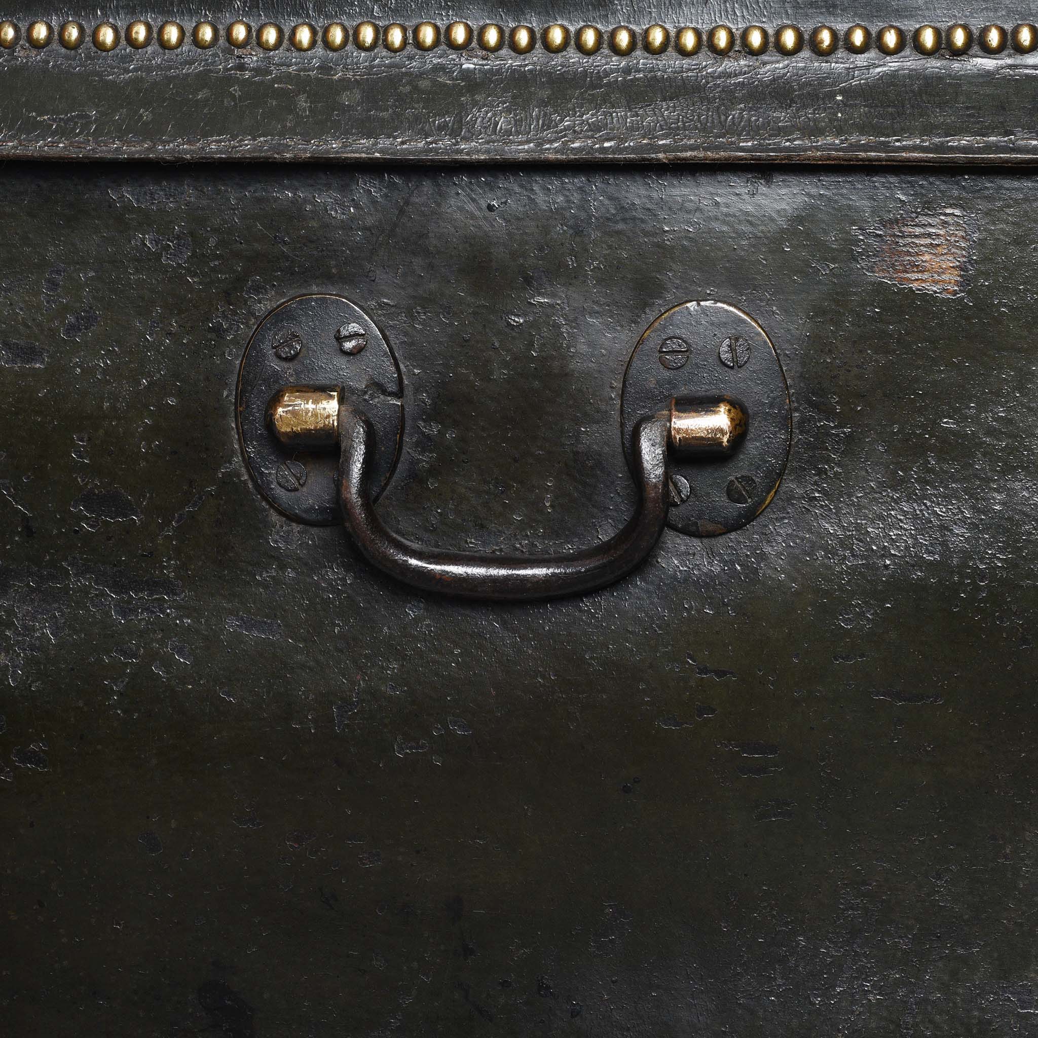 Dark Green Leather Camphor Trunk - Early 19th Century - Image 12