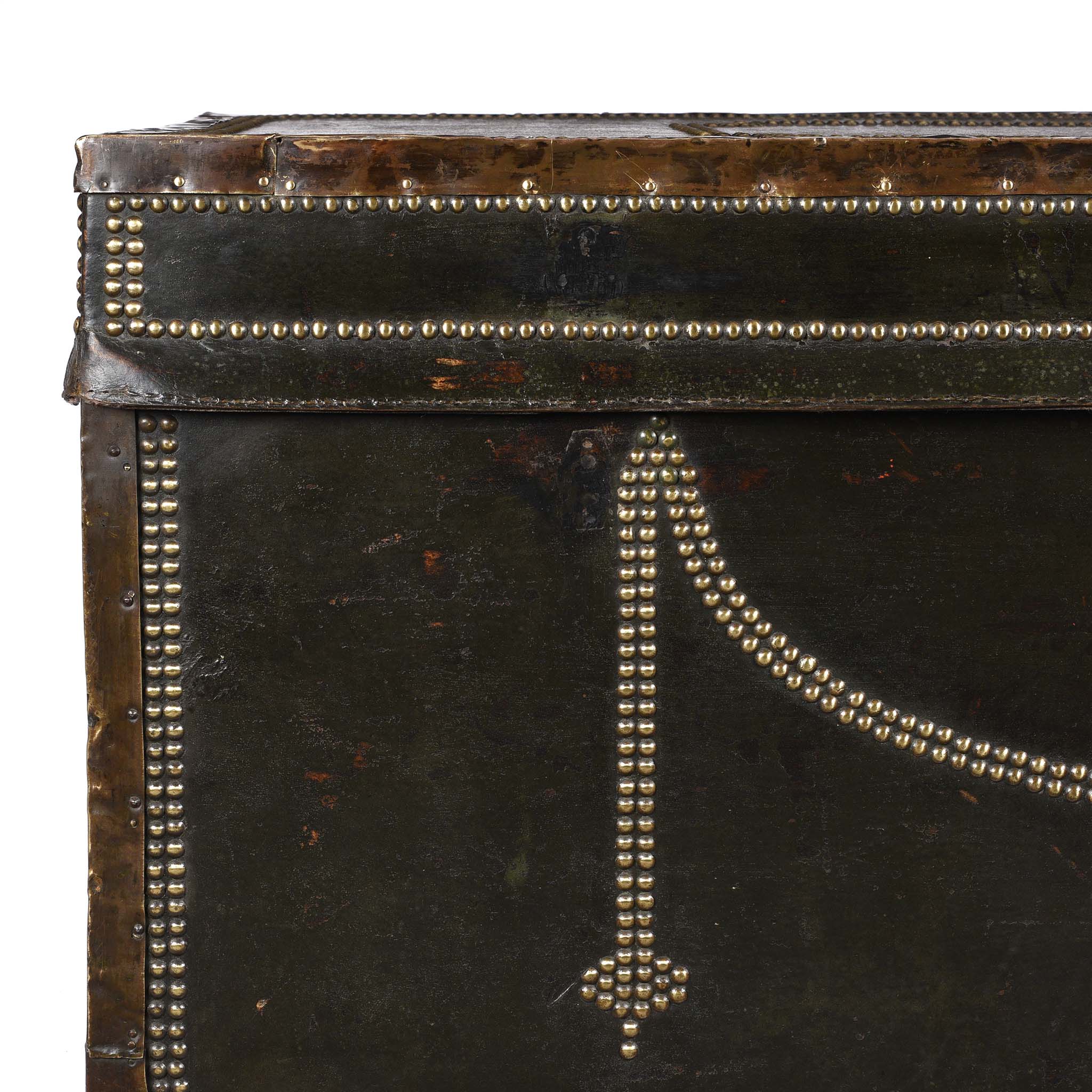 Dark Green Leather Camphor Trunk - Early 19th Century - Image 4
