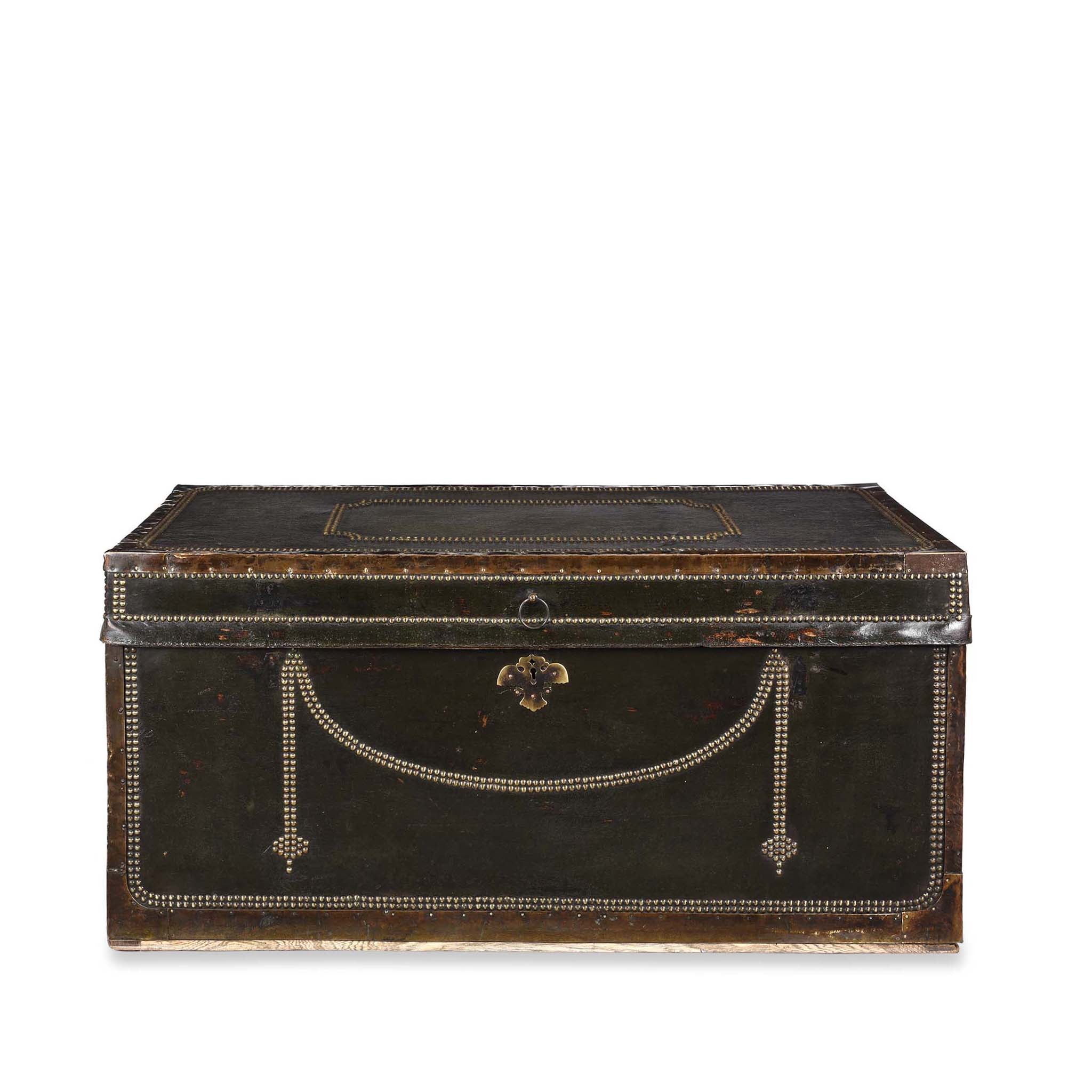 Dark Green Leather Camphor Trunk - Early 19th Century - Image 5