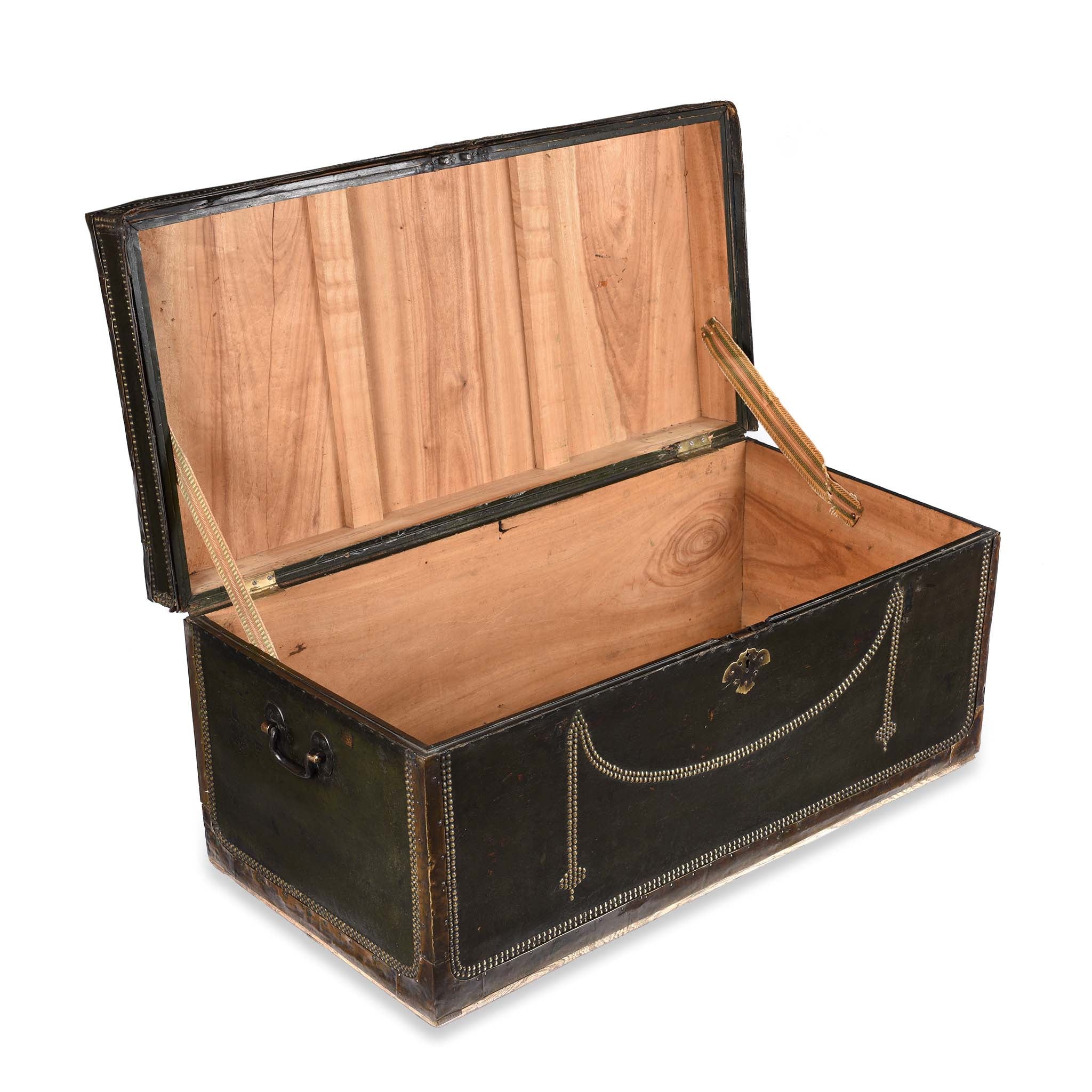 Dark Green Leather Camphor Trunk - Early 19th Century - Image 6