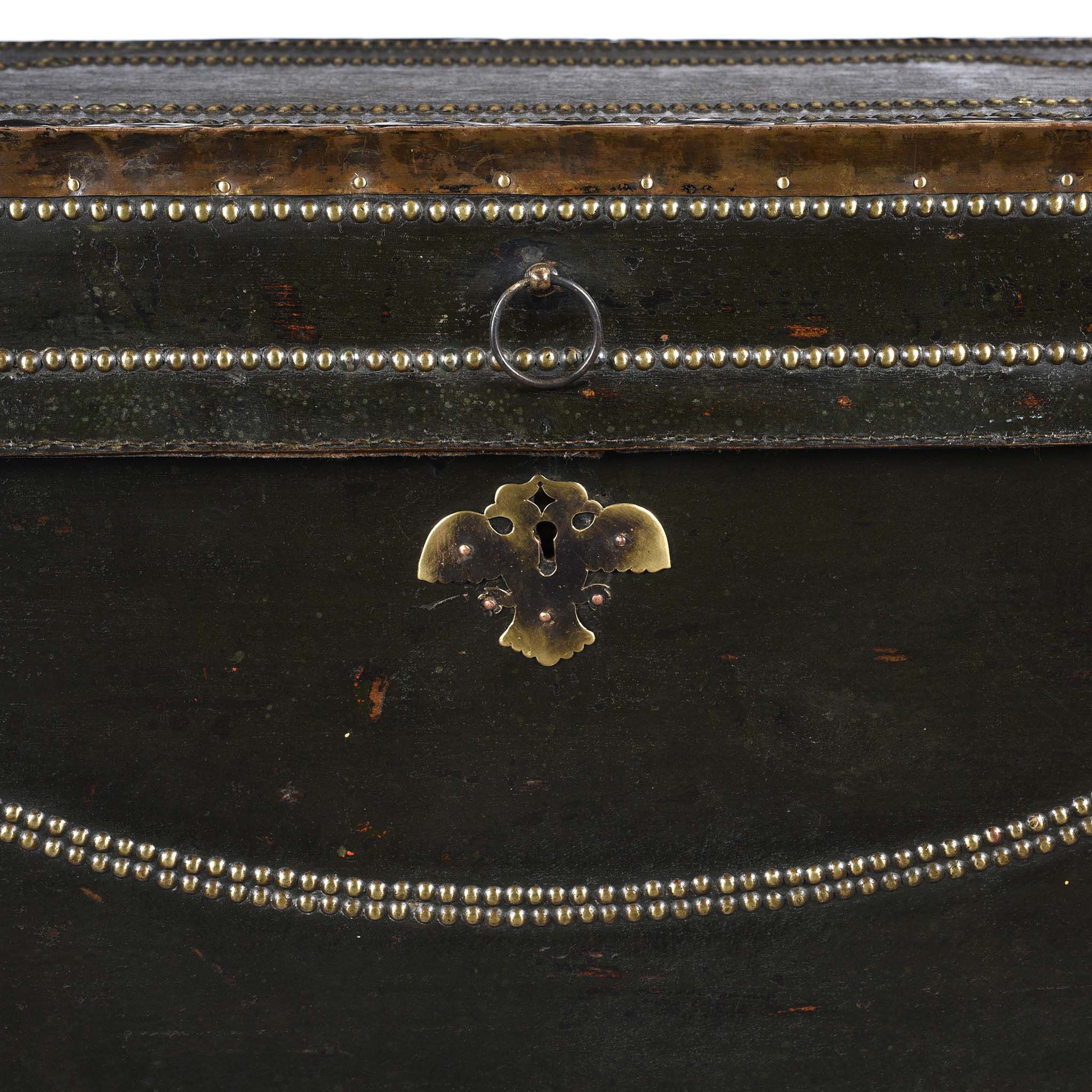 Dark Green Leather Camphor Trunk - Early 19th Century - Image 8