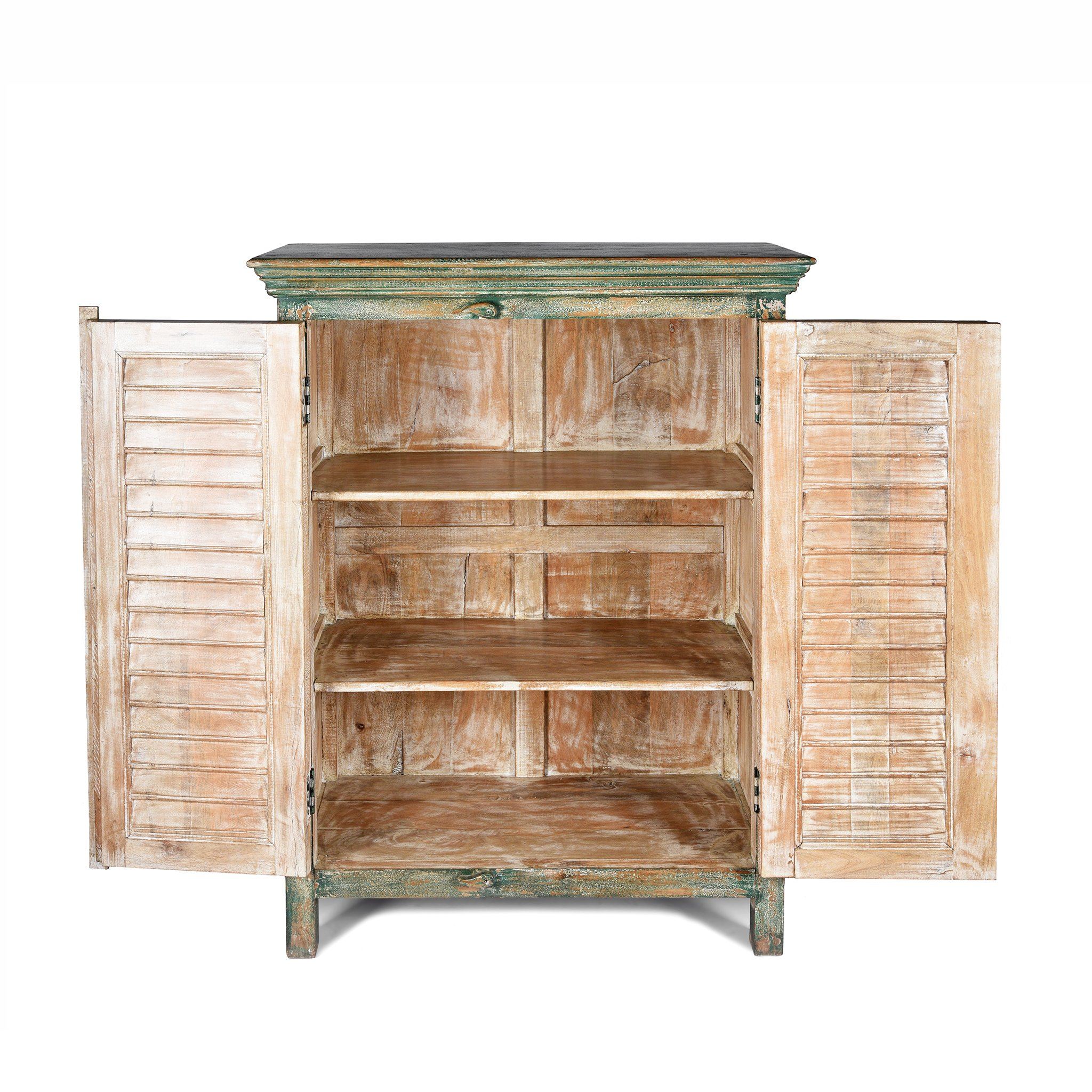 Painted Louvre Cabinet Made From Reclaimed Teak - Image 4