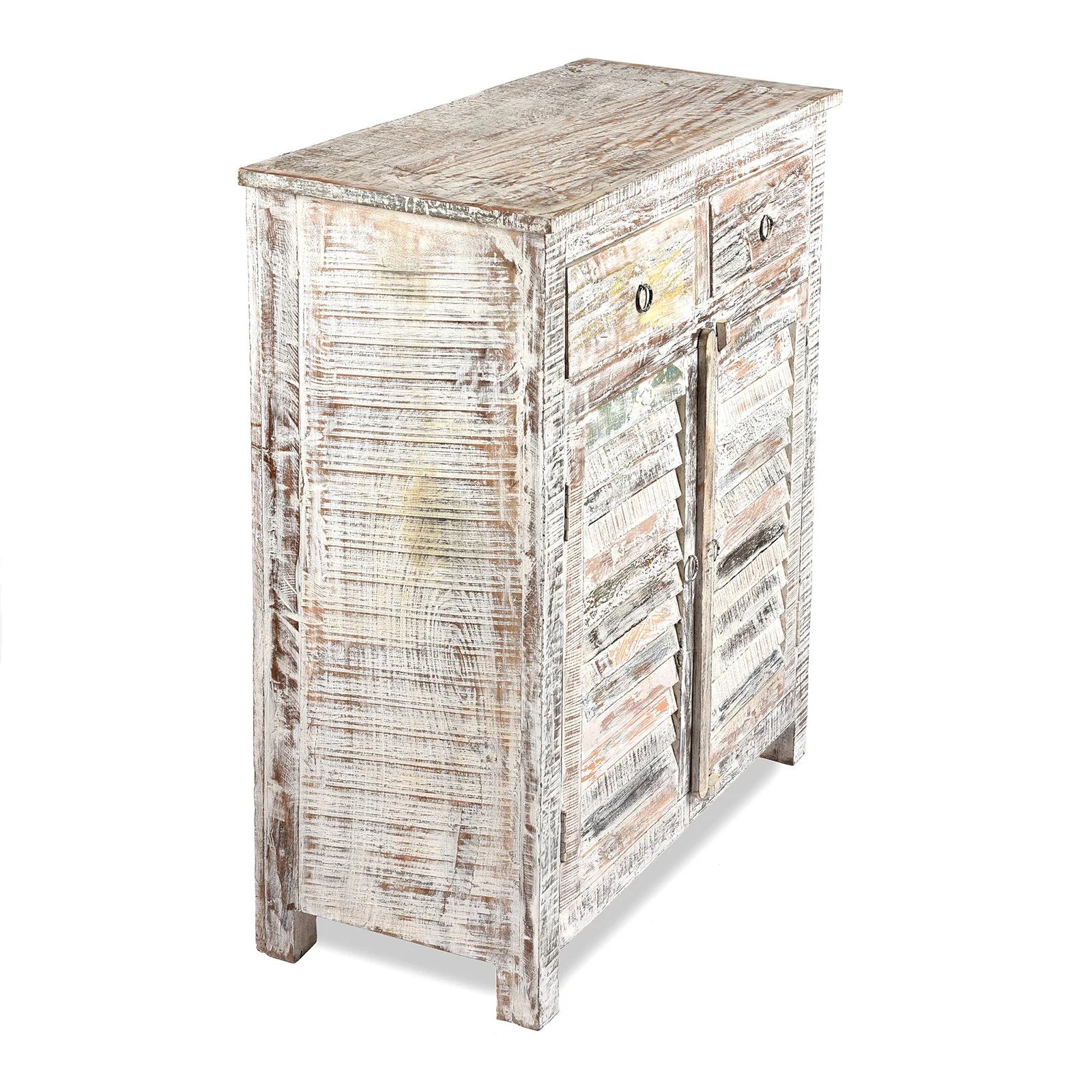 Painted Indian Louvre Cabinet Made From Reclaimed Teak - Image 3