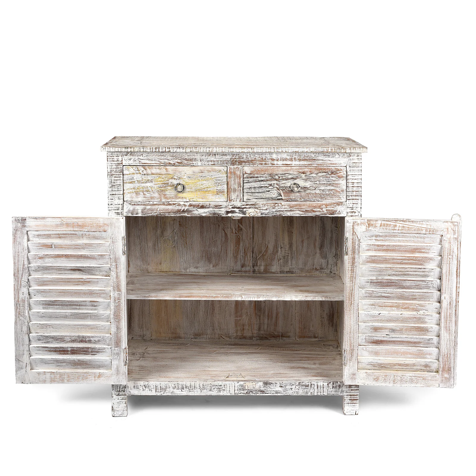 Painted Indian Louvre Cabinet Made From Reclaimed Teak - Image 4