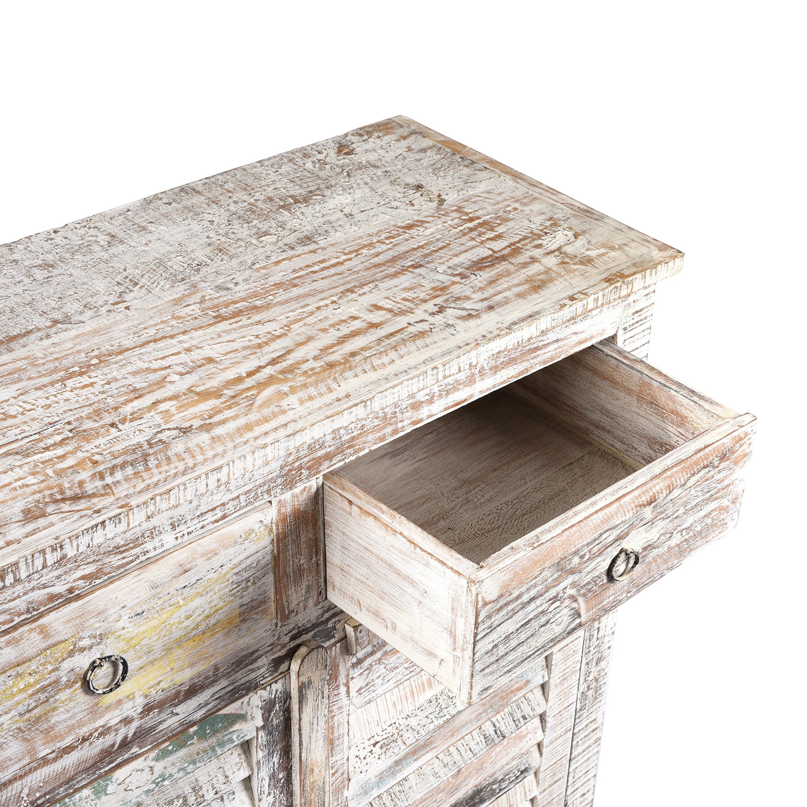 Painted Indian Louvre Cabinet Made From Reclaimed Teak - Image 7
