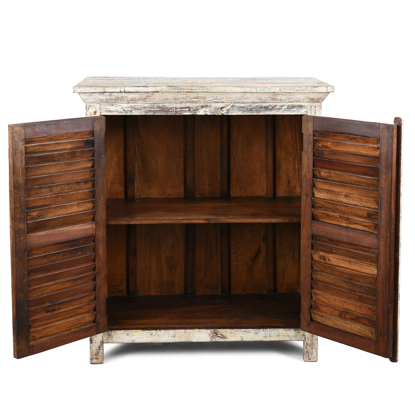 Painted Louvre Cabinet Made From Reclaimed Teak - Image 3