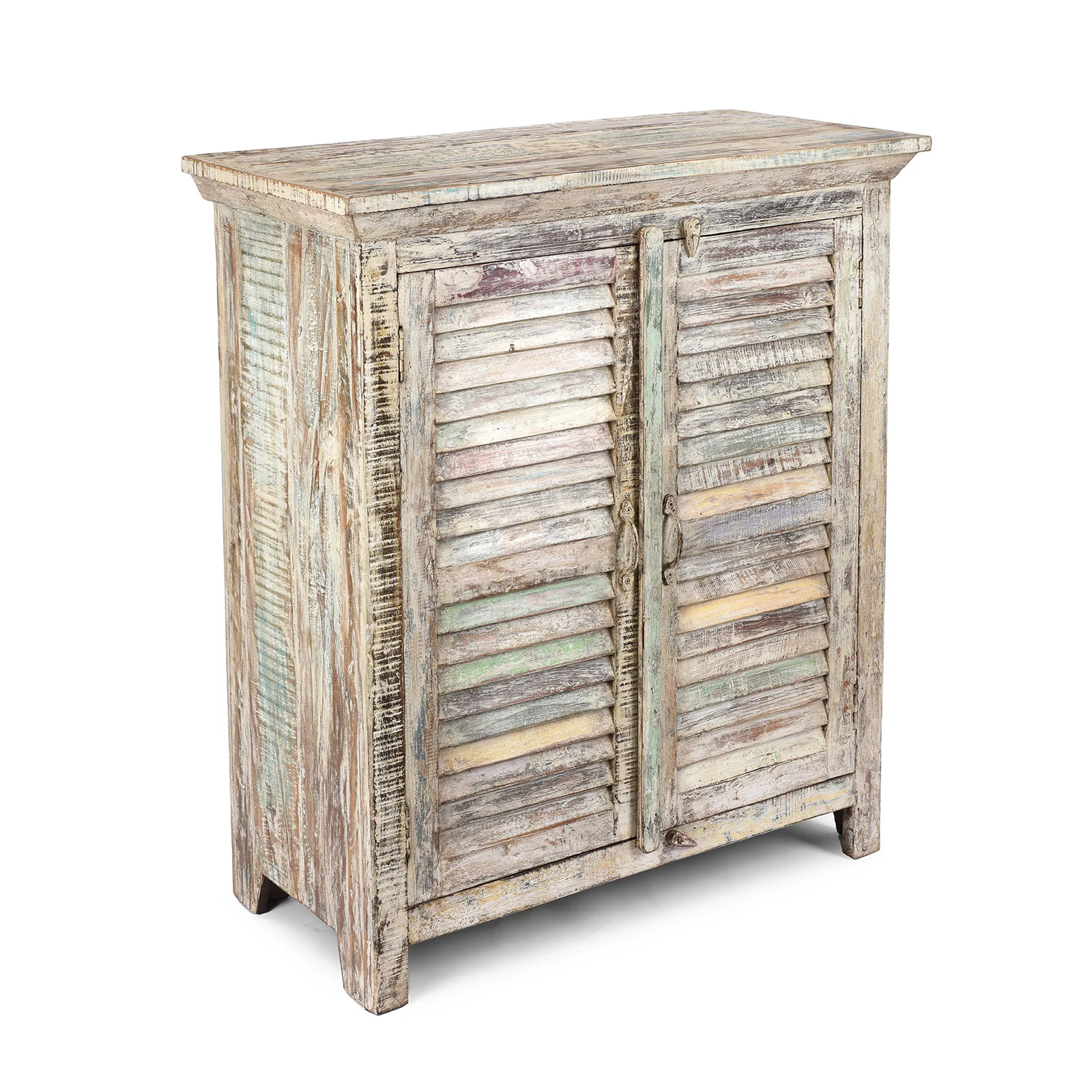 Painted Louvre Cabinet Made From Reclaimed Teak - Image 4