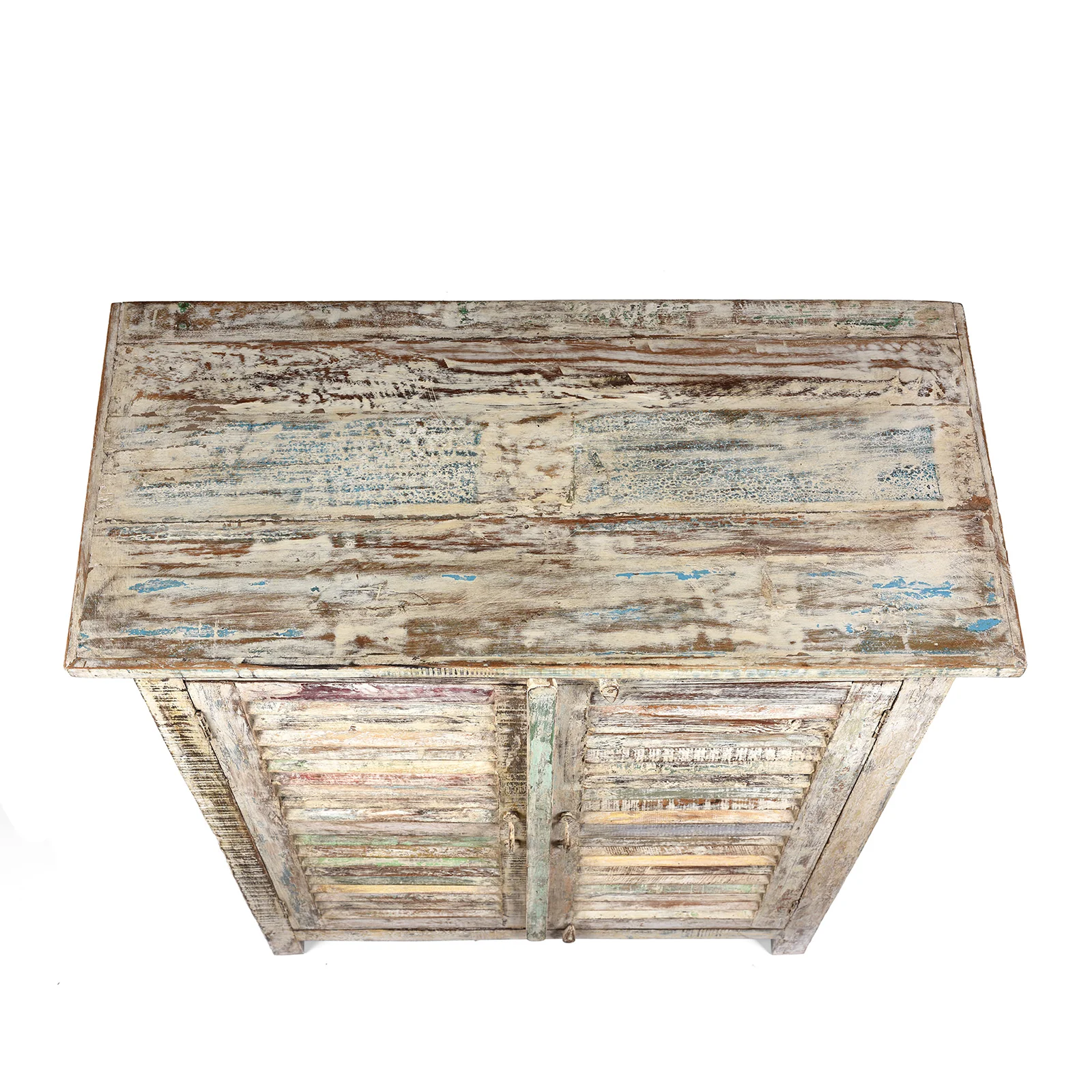 Painted Louvre Cabinet Made From Reclaimed Teak - Image 5