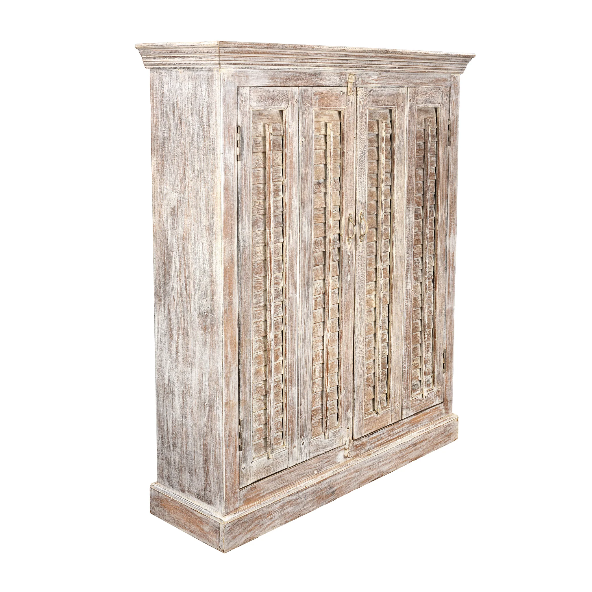 Painted Louvre Cabinet Made From Reclaimed Teak - Image 4
