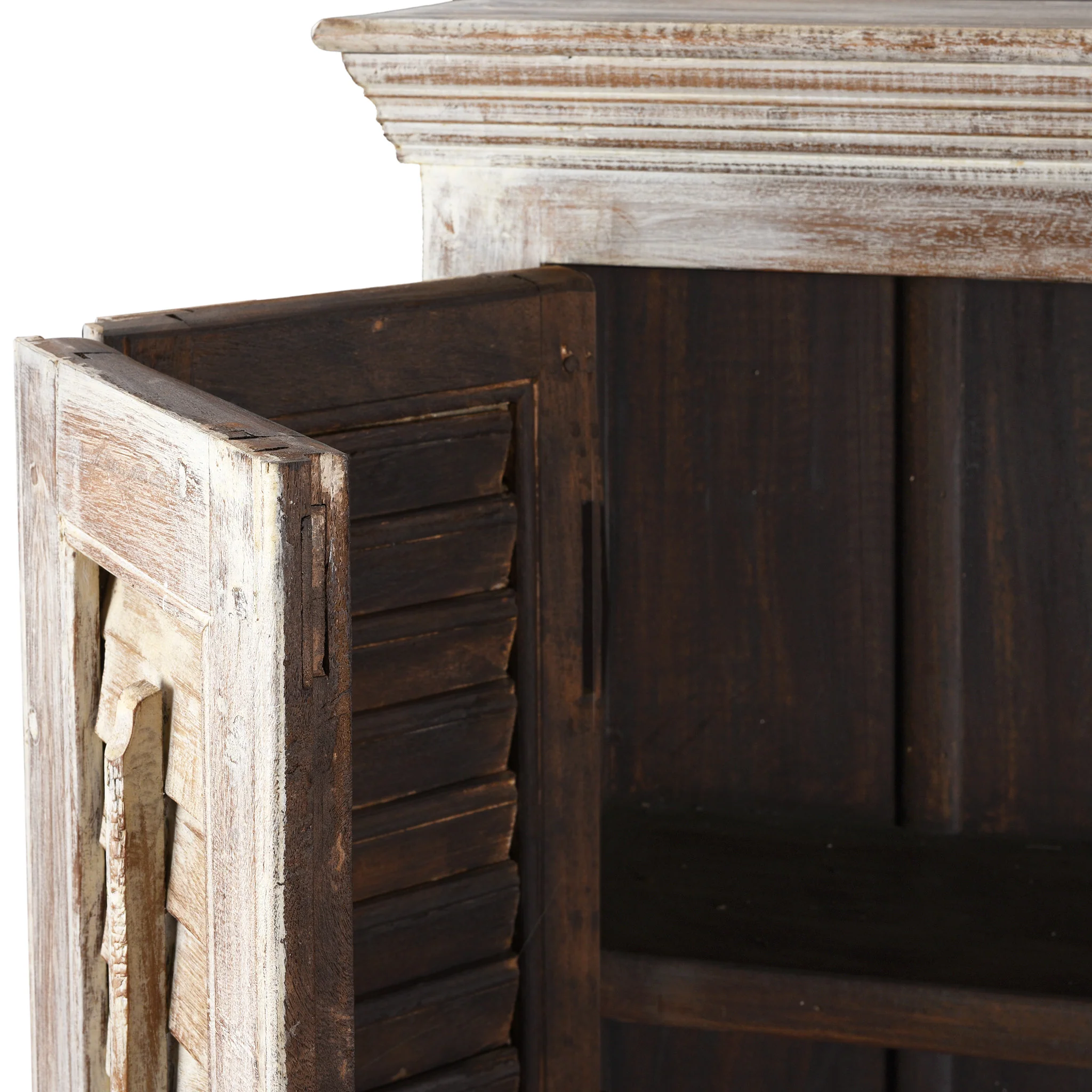 Painted Louvre Cabinet Made From Reclaimed Teak - Image 5