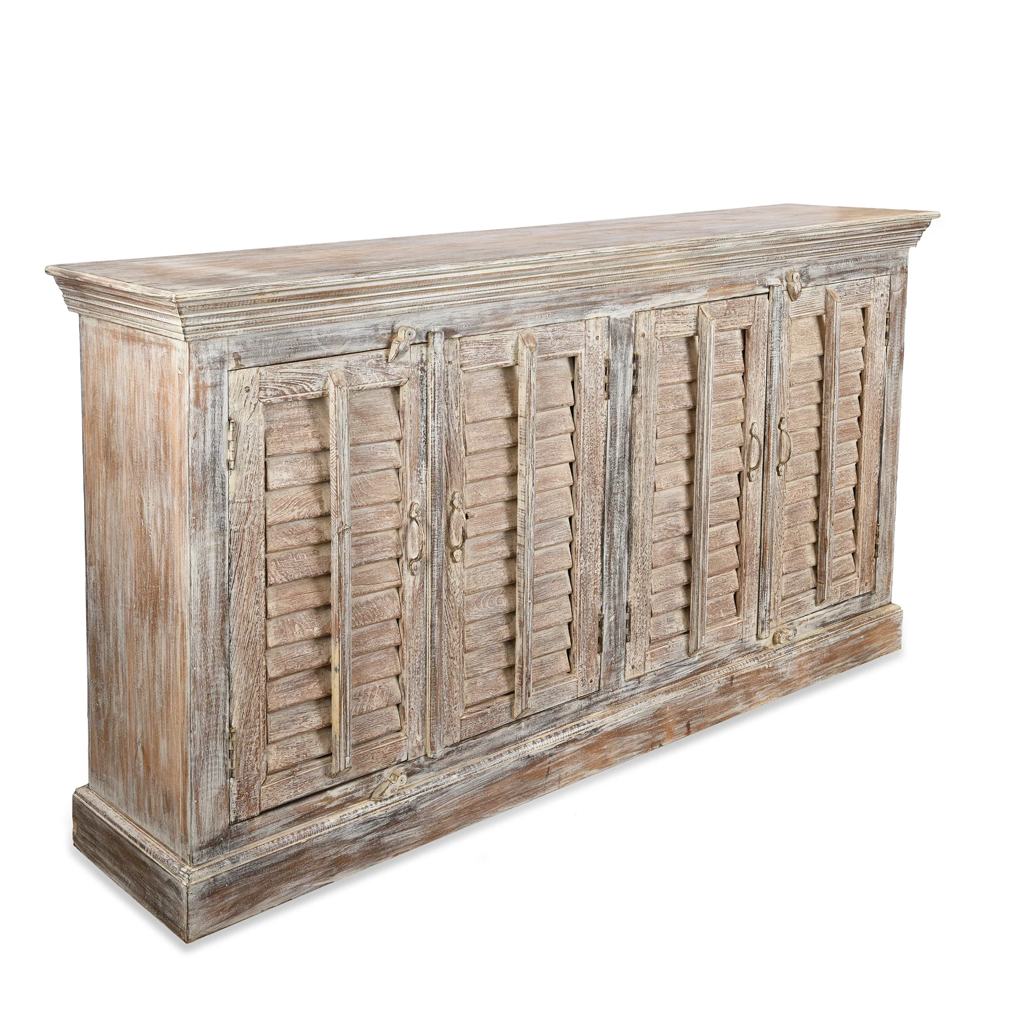 Painted Louvre Sideboard Made From Reclaimed Teak - Image 4