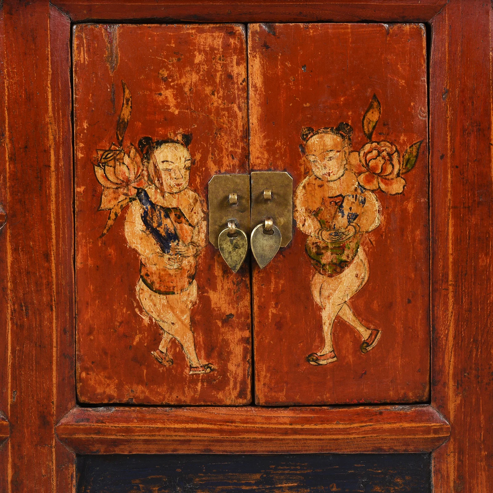 Painted Mongolian Kang Low Cabinet - Late 19thC - Image 3