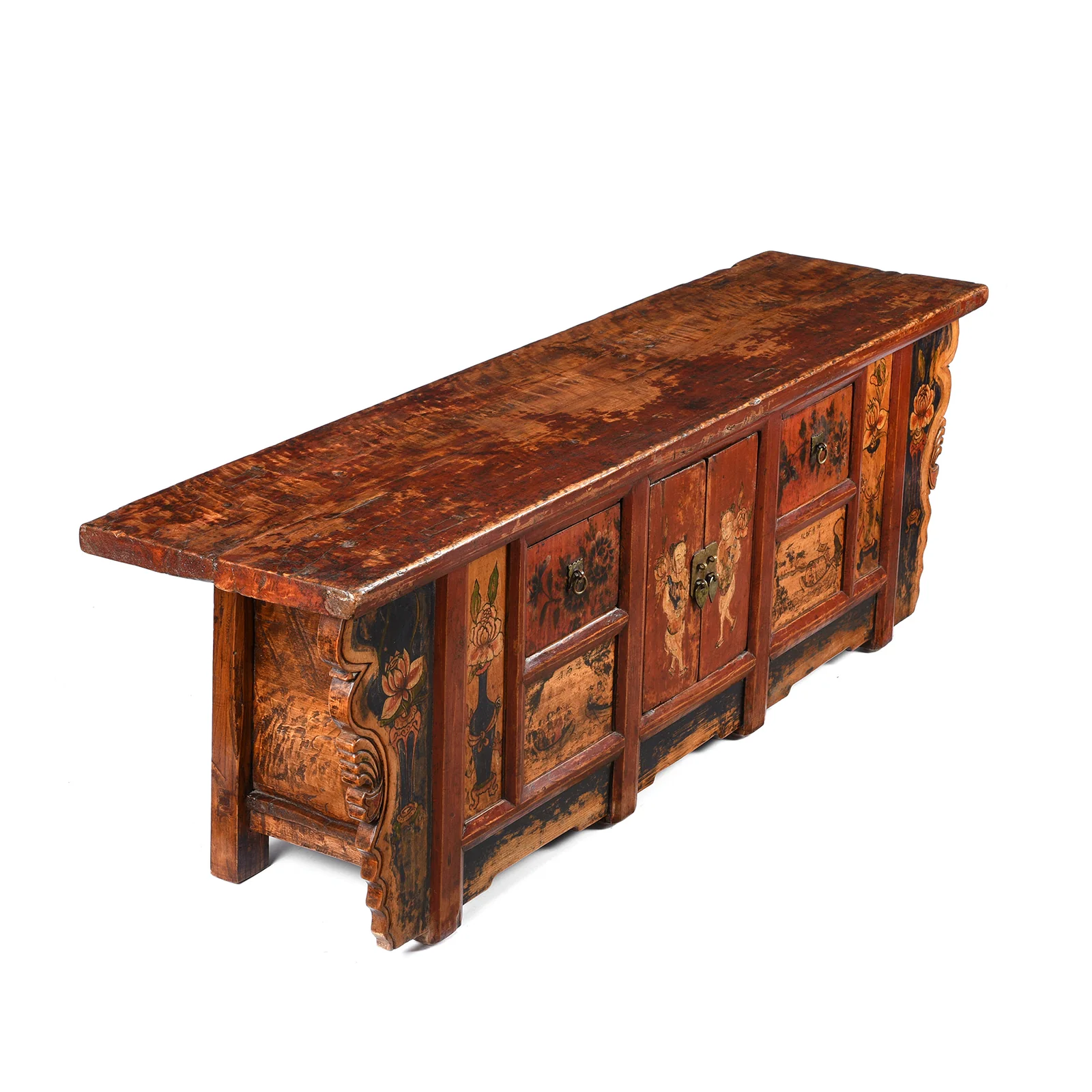Painted Mongolian Kang Low Cabinet - Late 19thC - Image 4