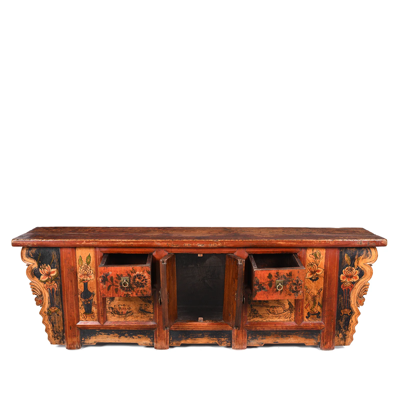 Painted Mongolian Kang Low Cabinet - Late 19thC - Image 5