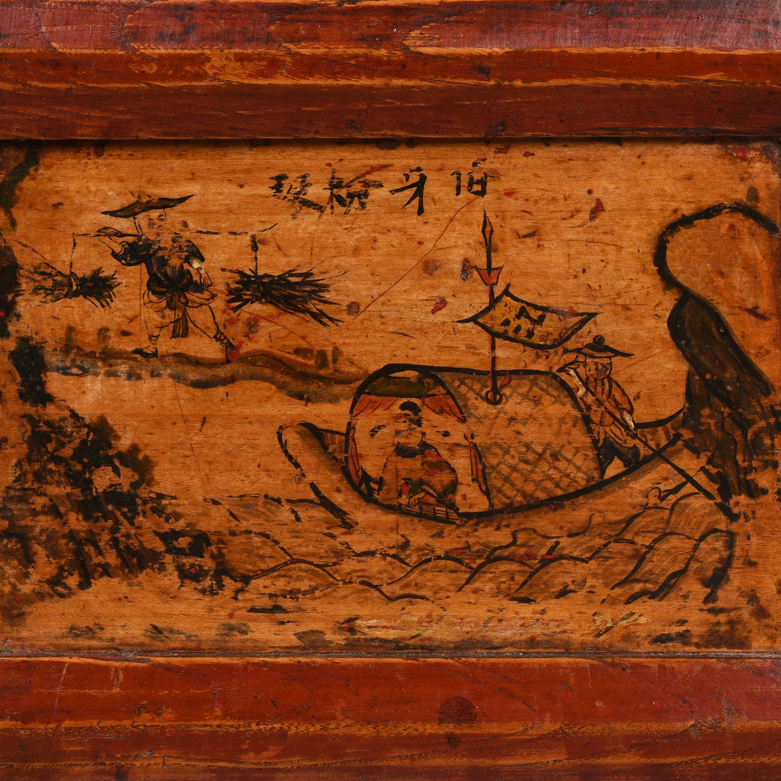 Painted Mongolian Kang Low Cabinet - Late 19thC - Image 6