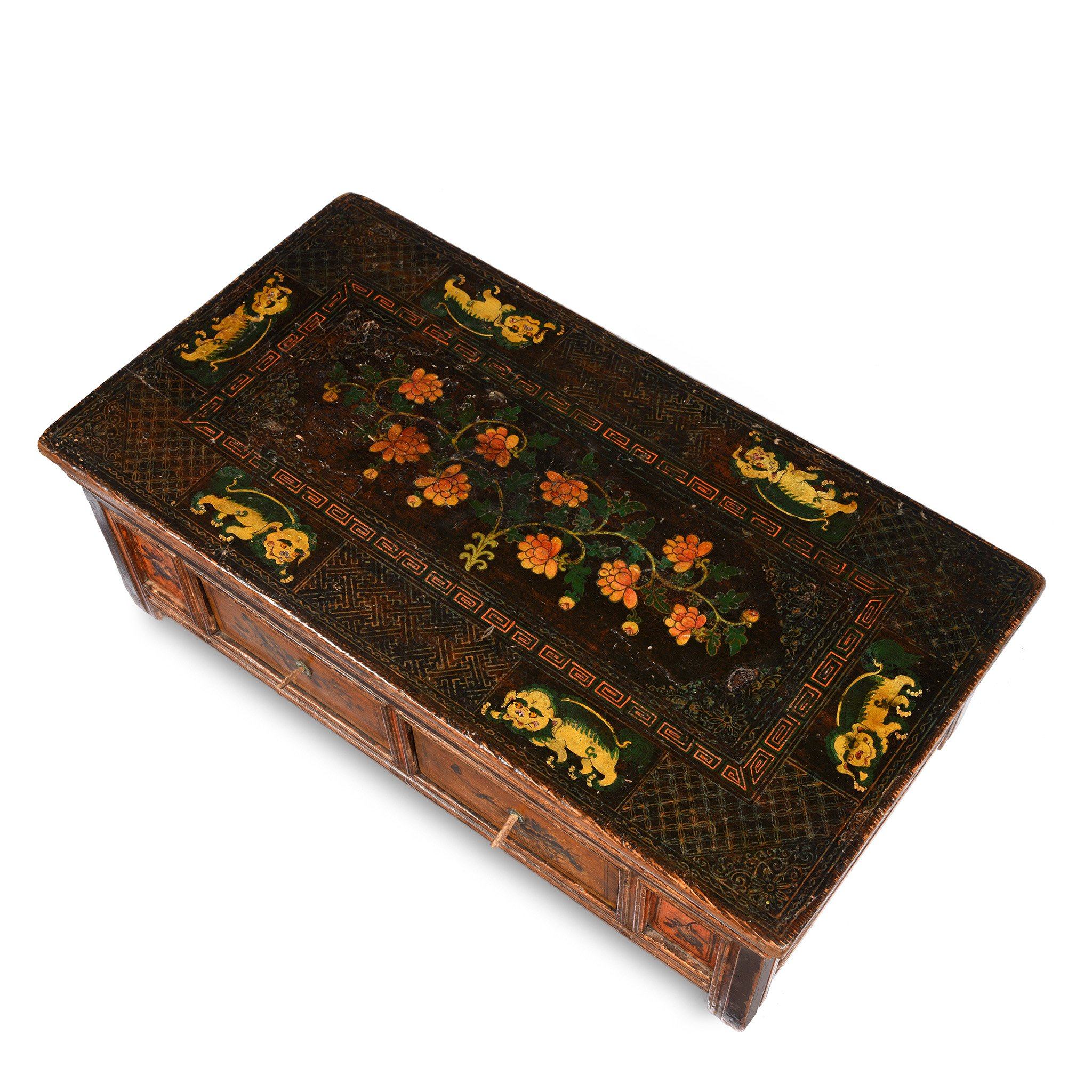 Painted Mongolian Prayer Table - 19thC - Image 9