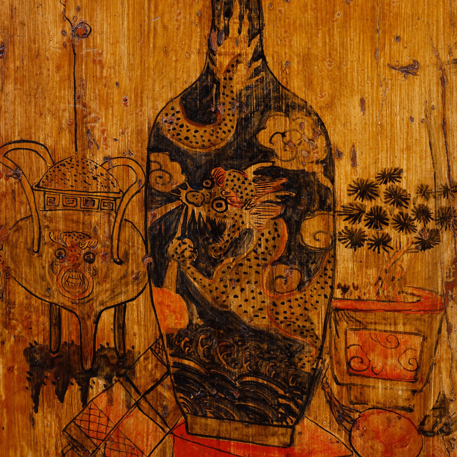 Painted Mongolian Storage Cabinet - Late 19th Century - Image 8