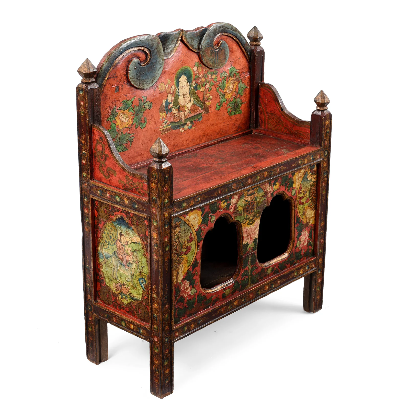 Painted Pegam Prayer Table From Tibet - Ca 1900 - Image 7