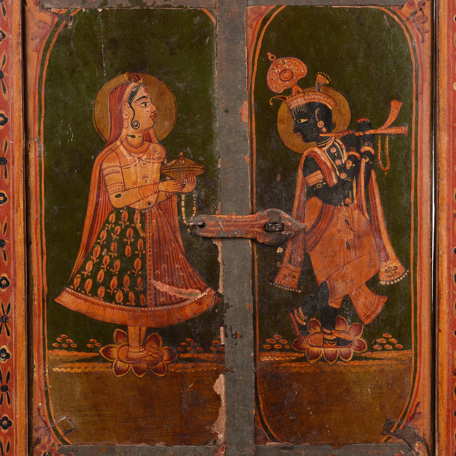 Painted Radha Krishna Shutter From Bikaner - 19th Century - Image 2