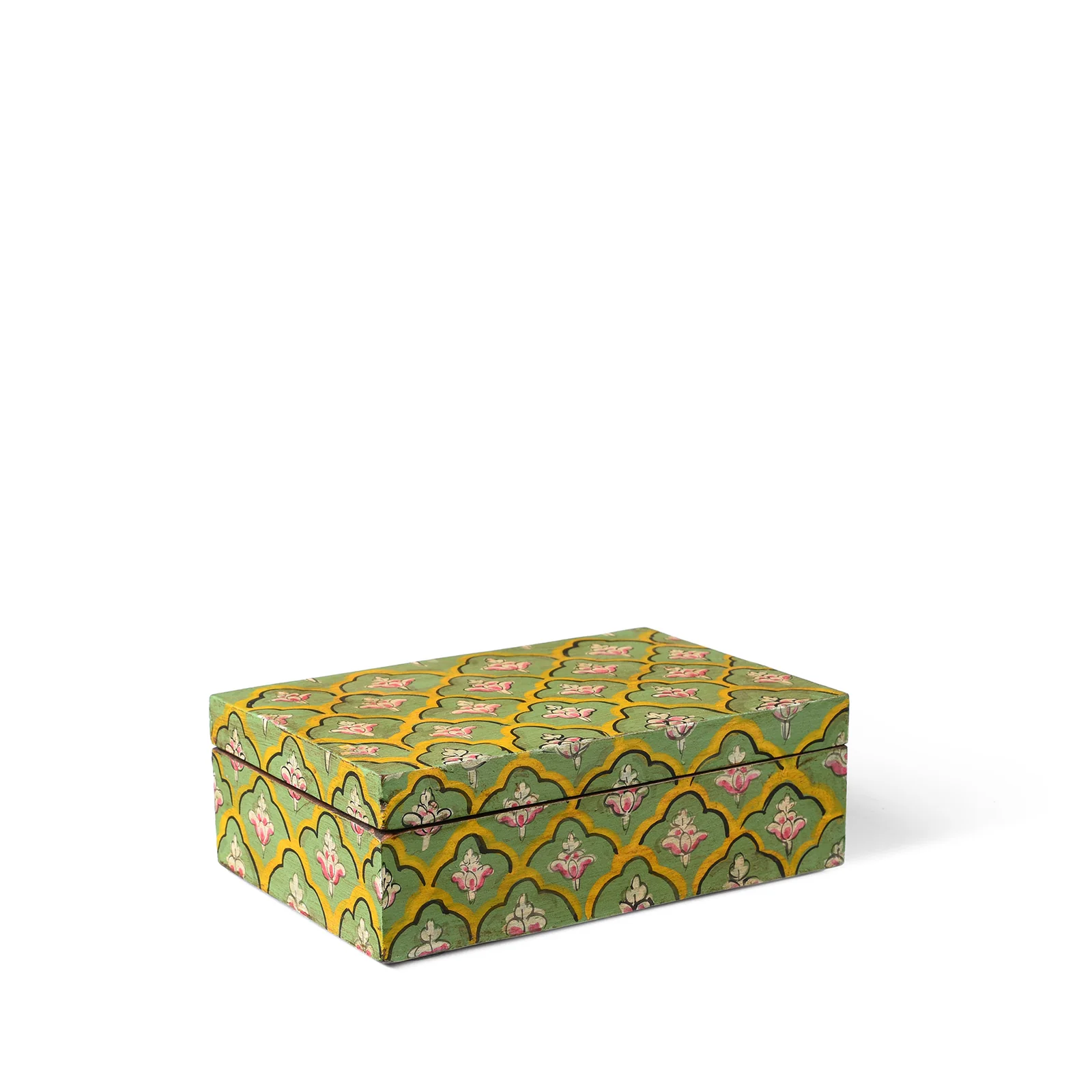 Hand Painted Rajasthani Keepsake Box - Mughal Green - Image 4