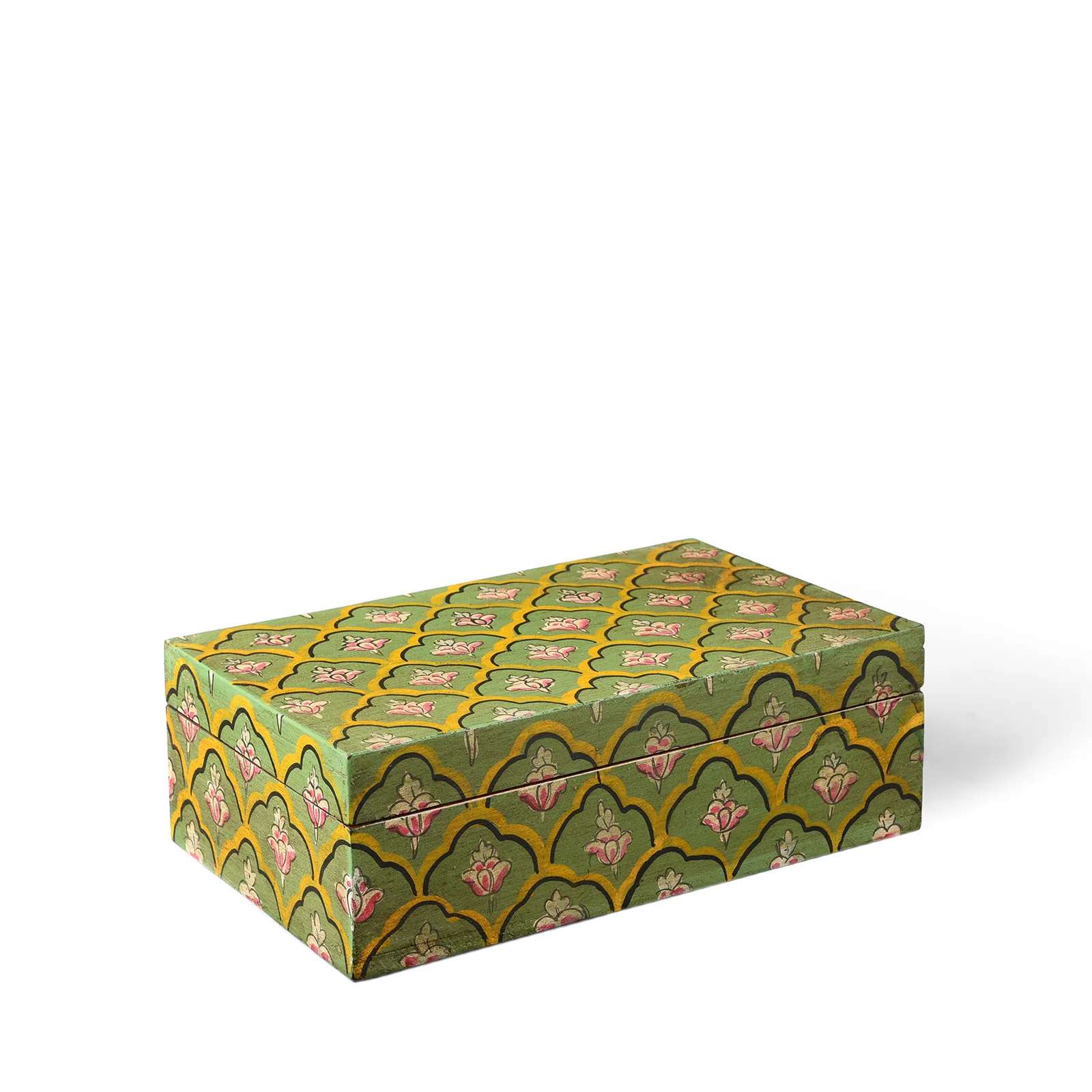 Hand Painted Rajasthani Keepsake Box - Mughal Green - Image 5