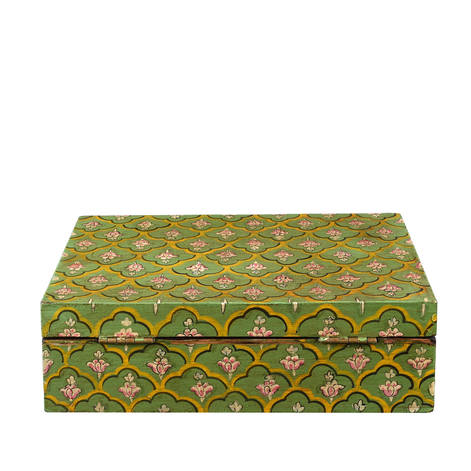 Hand Painted Rajasthani Keepsake Box - Mughal Green - Image 7
