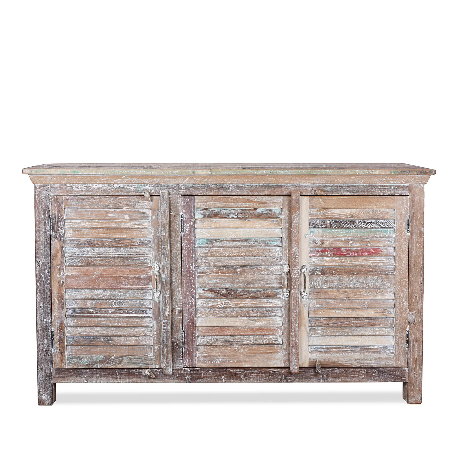 Painted Reclaimed Teak Louvre Sideboard