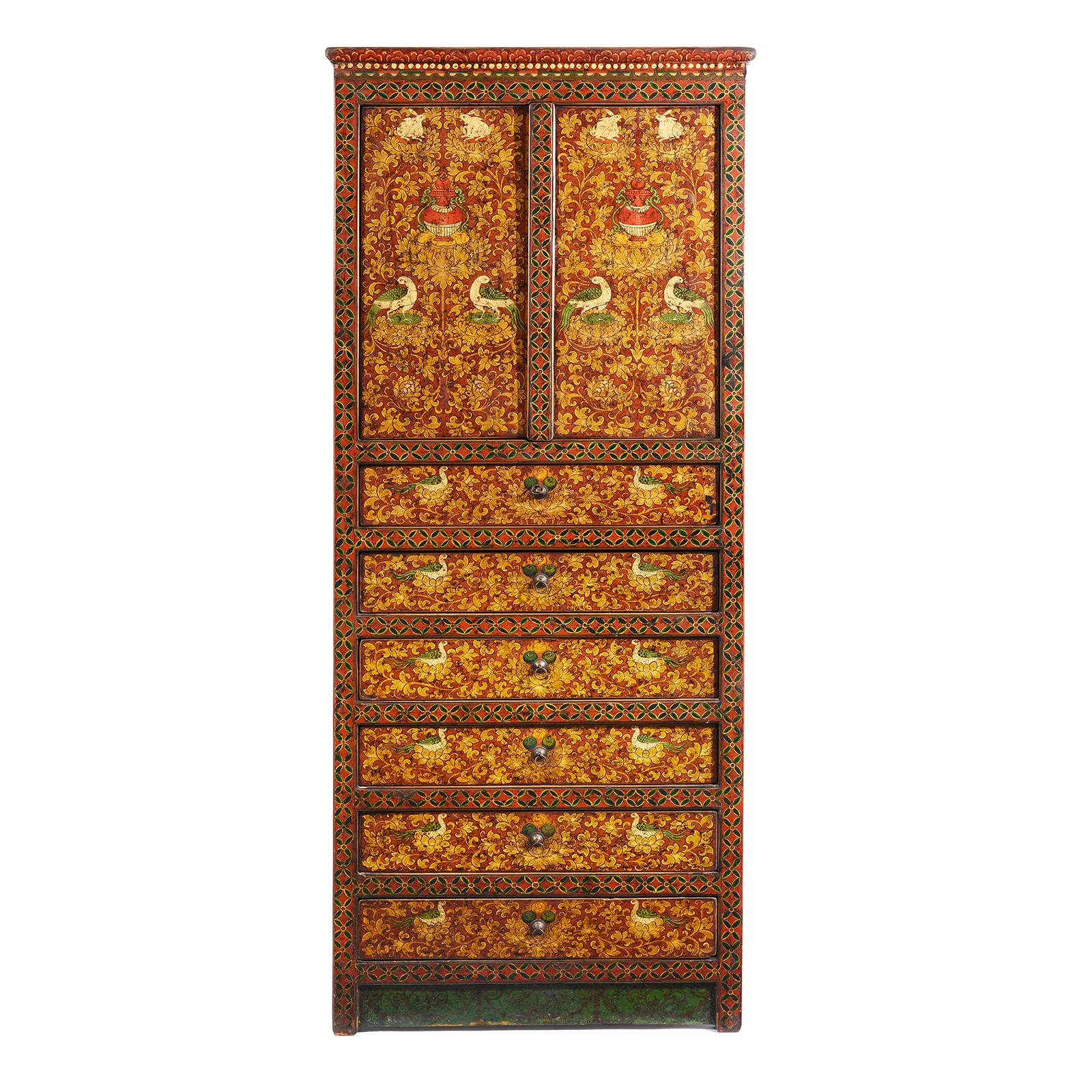 Painted Reproduction Tall Tibetan Cabinet