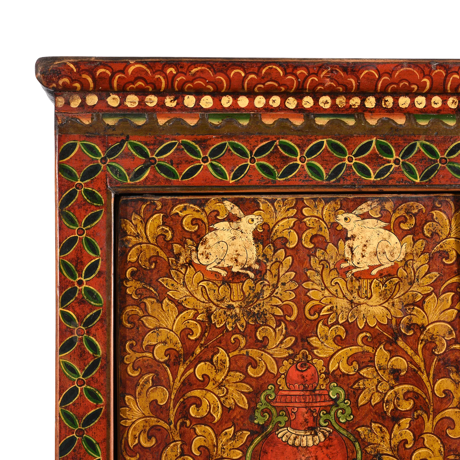 Painted Reproduction Tall Tibetan Cabinet - Image 2