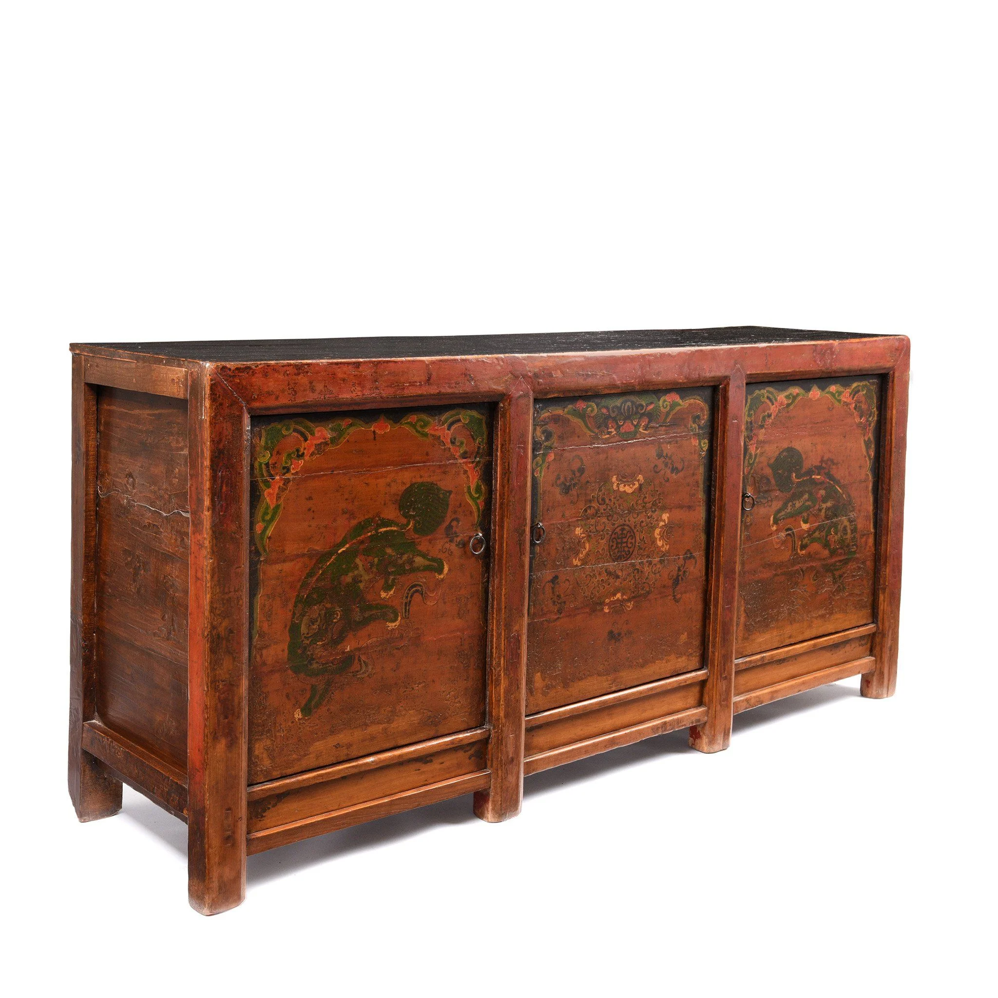 Painted Sideboard From Mongolia With Snow Lions - 19thC - Image 9