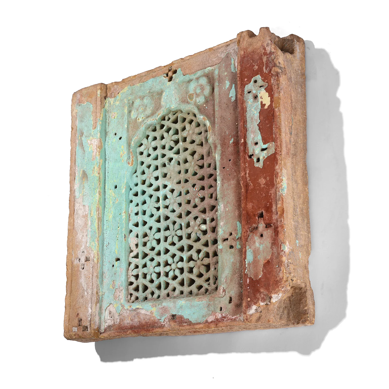Painted Stone Jali Panel From Rajasthan - 19th Century - Image 3