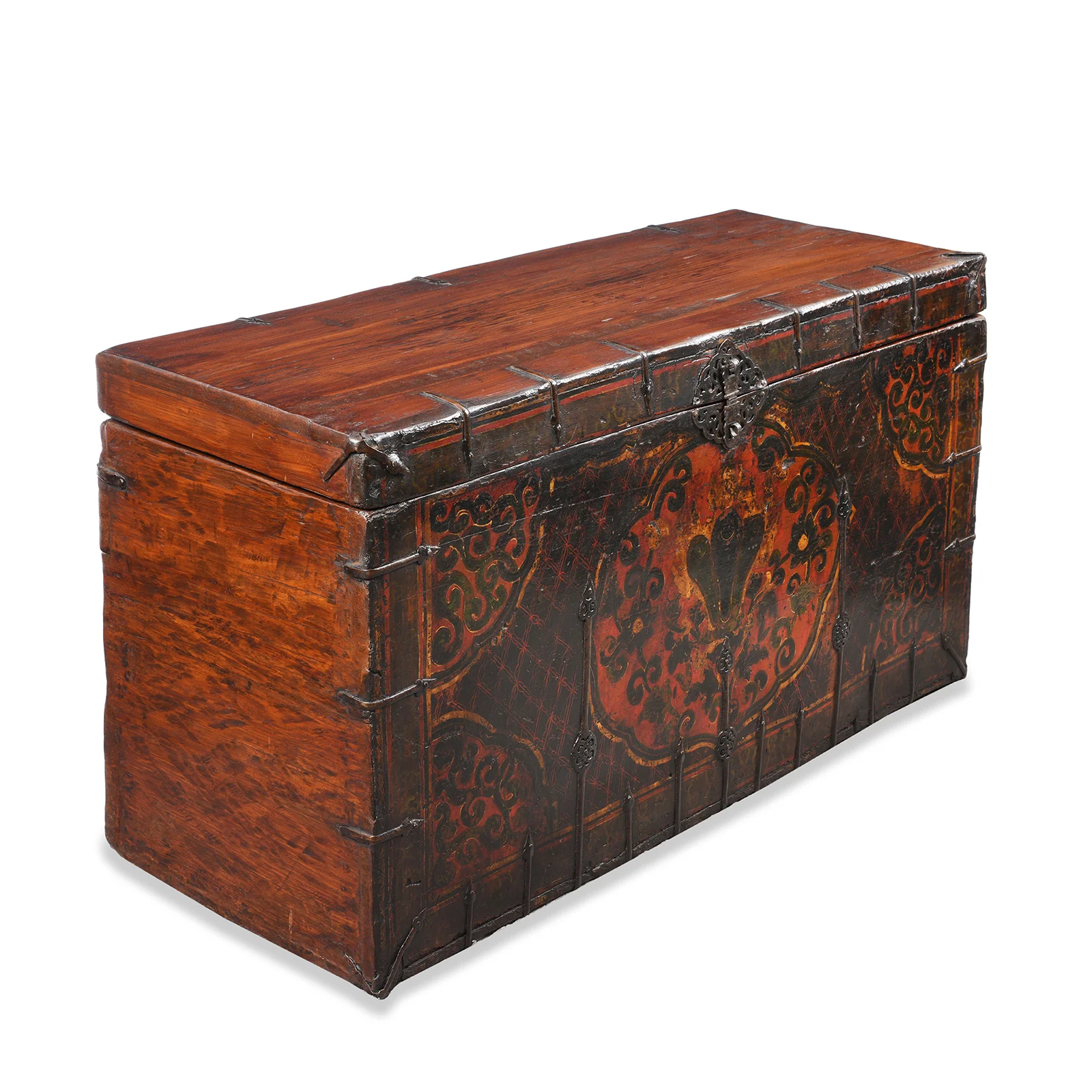 Painted Tibetan Chest With Flaming Jewels - 18th Century - Image 3