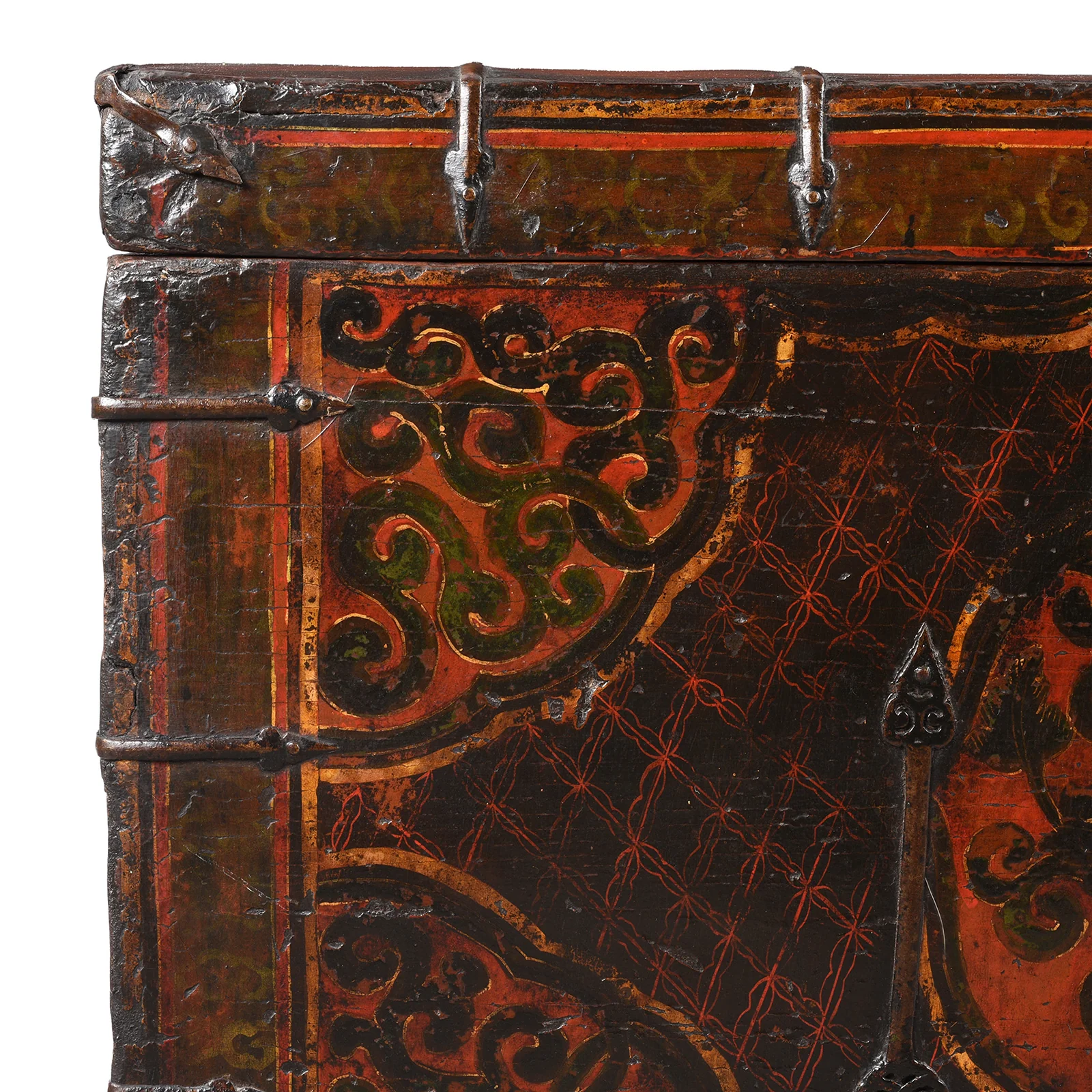 Painted Tibetan Chest With Flaming Jewels - 18th Century - Image 5