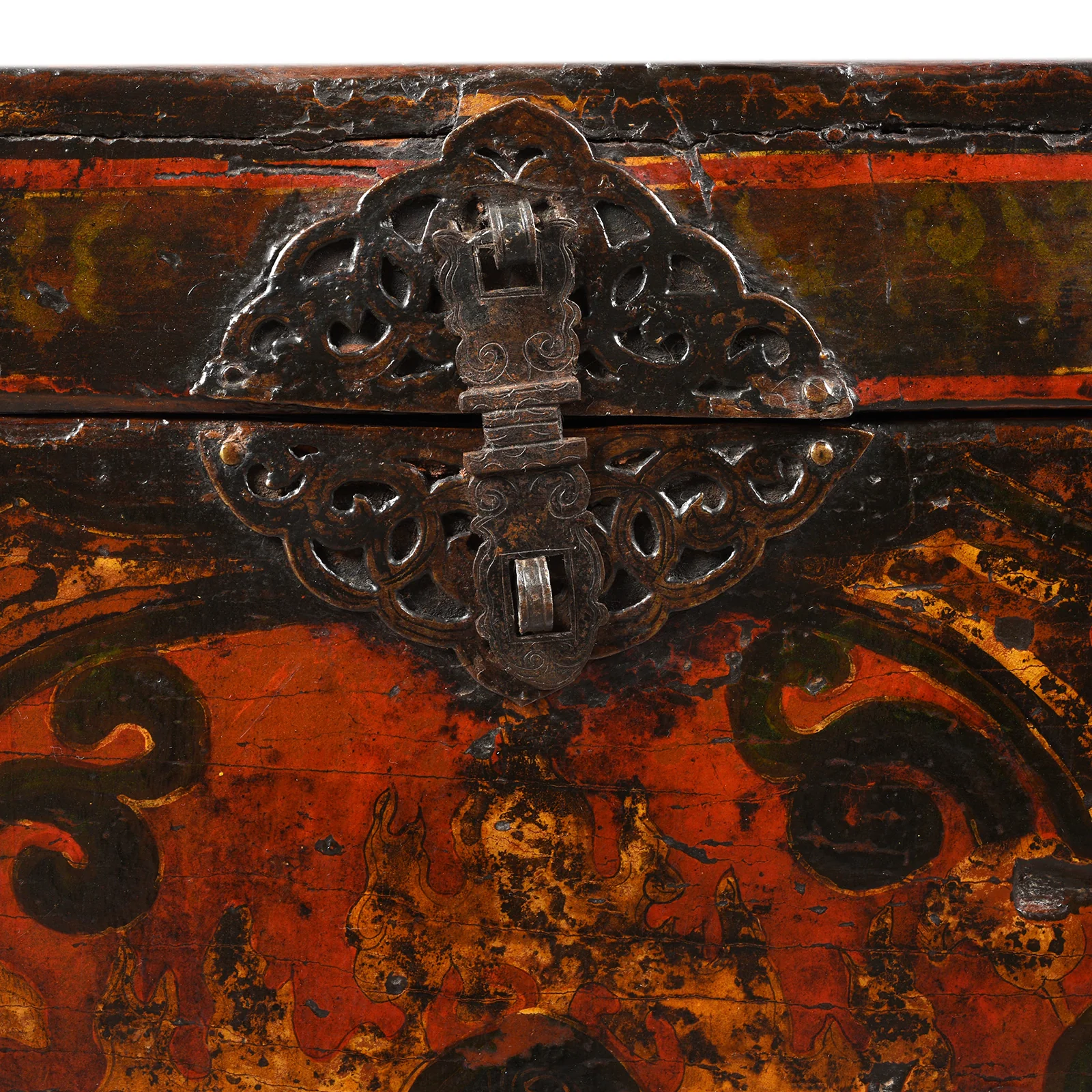 Painted Tibetan Chest With Flaming Jewels - 18th Century - Image 7