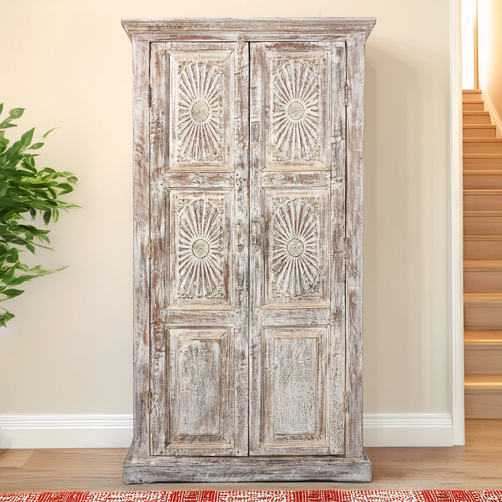 Limed Almirah Cabinet Made From Reclaimed Teak