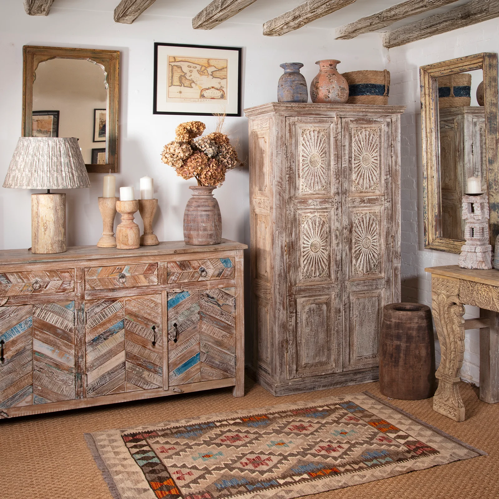 Limed Almirah Cabinet Made From Reclaimed Teak - Image 3