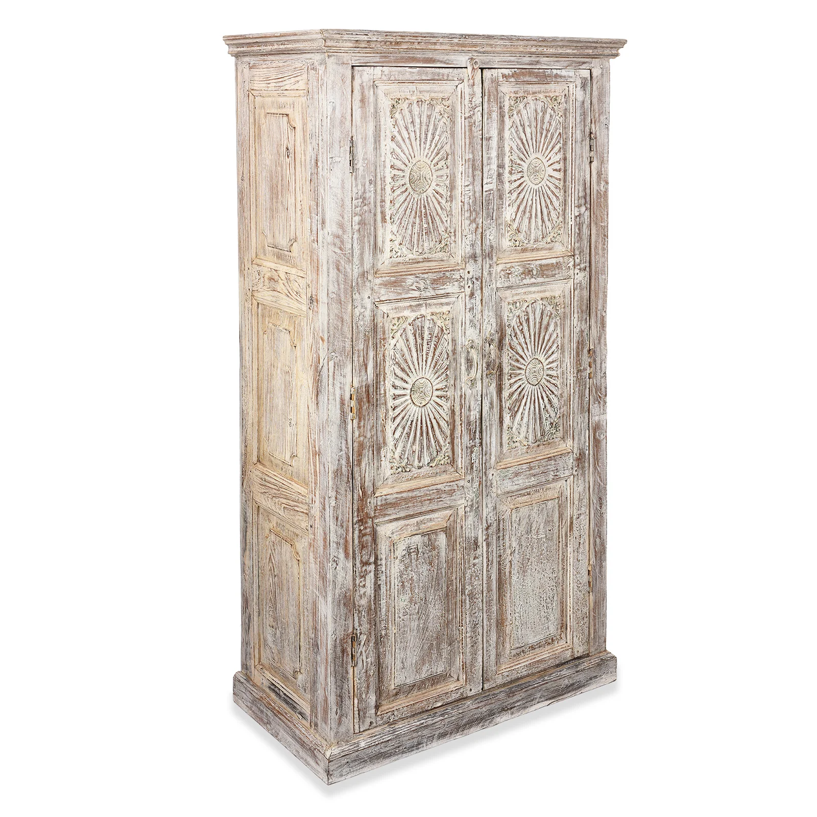 Limed Almirah Cabinet Made From Reclaimed Teak - Image 6