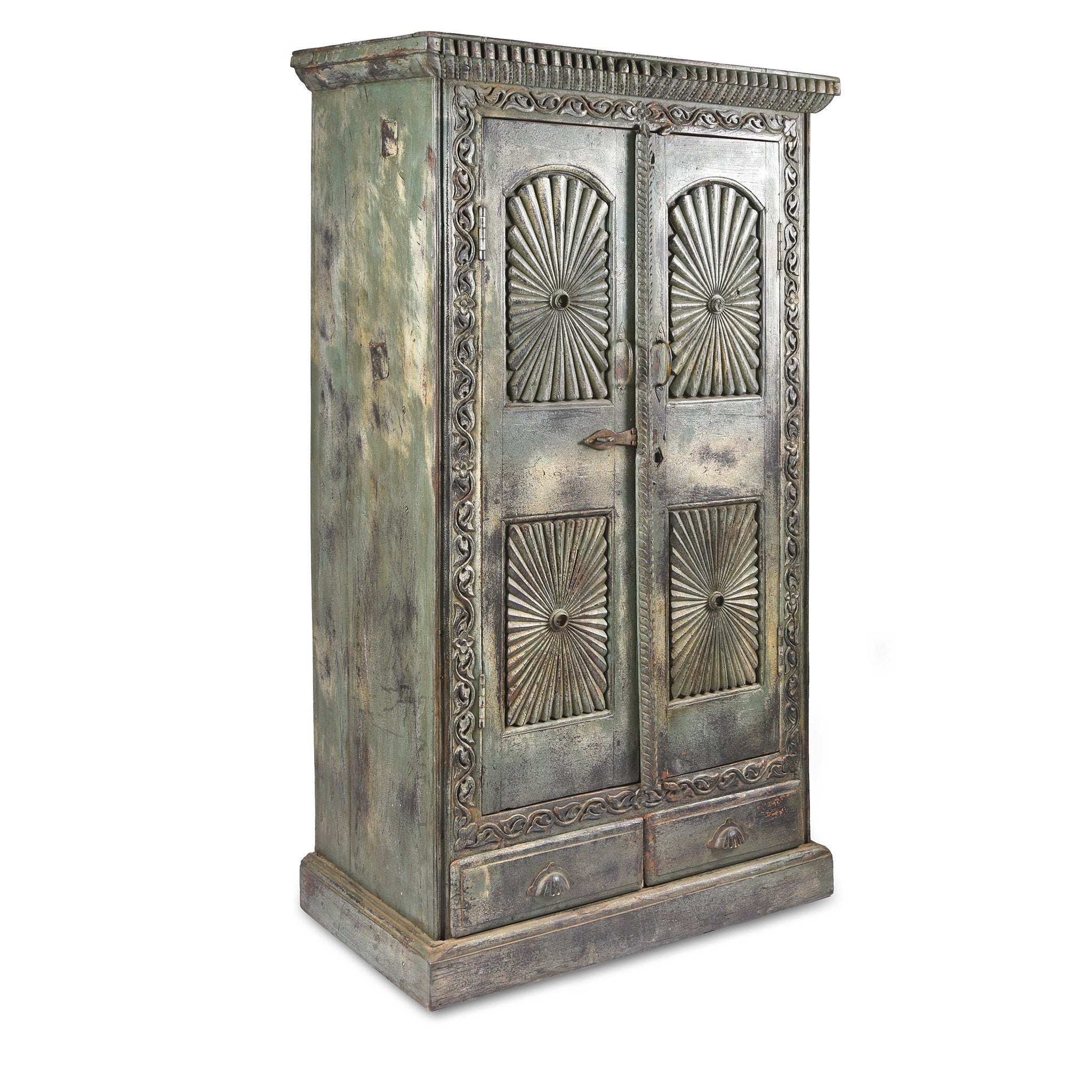 Painted Teak Almirah Cabinet From Gujarat - 19thC - Image 4