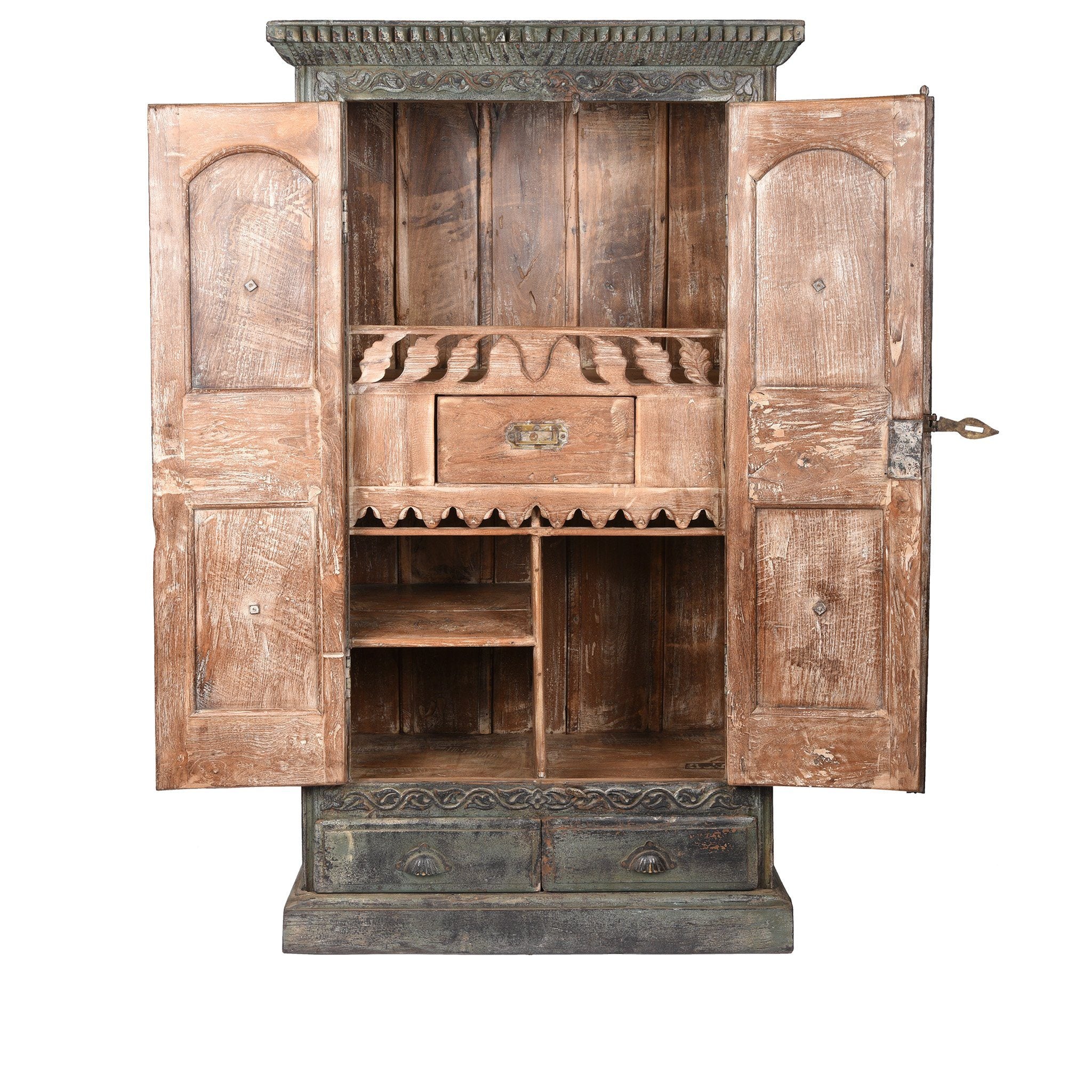 Painted Teak Almirah Cabinet From Gujarat - 19thC - Image 8