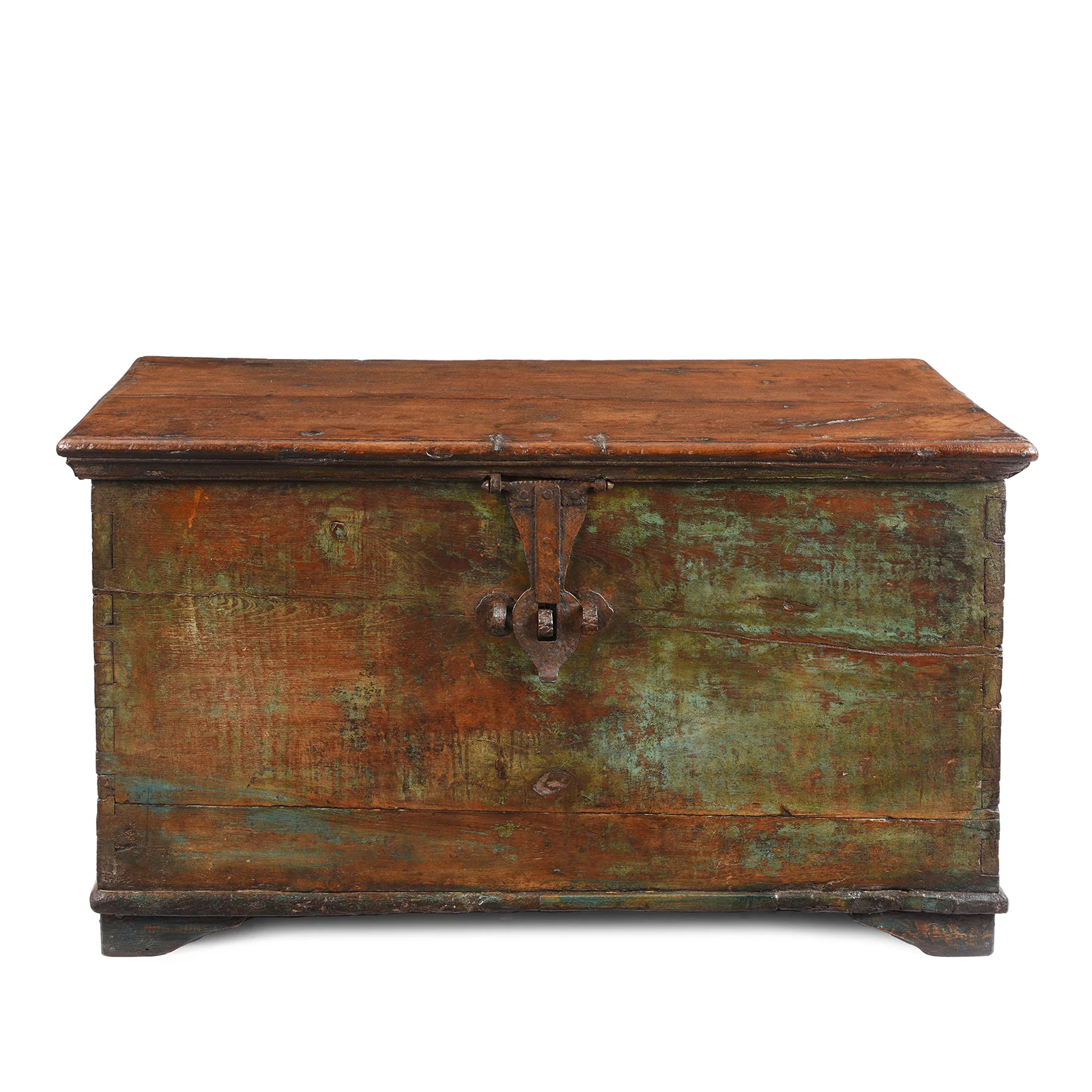 Painted Teak Chest From Gujarat - Late 19th Century