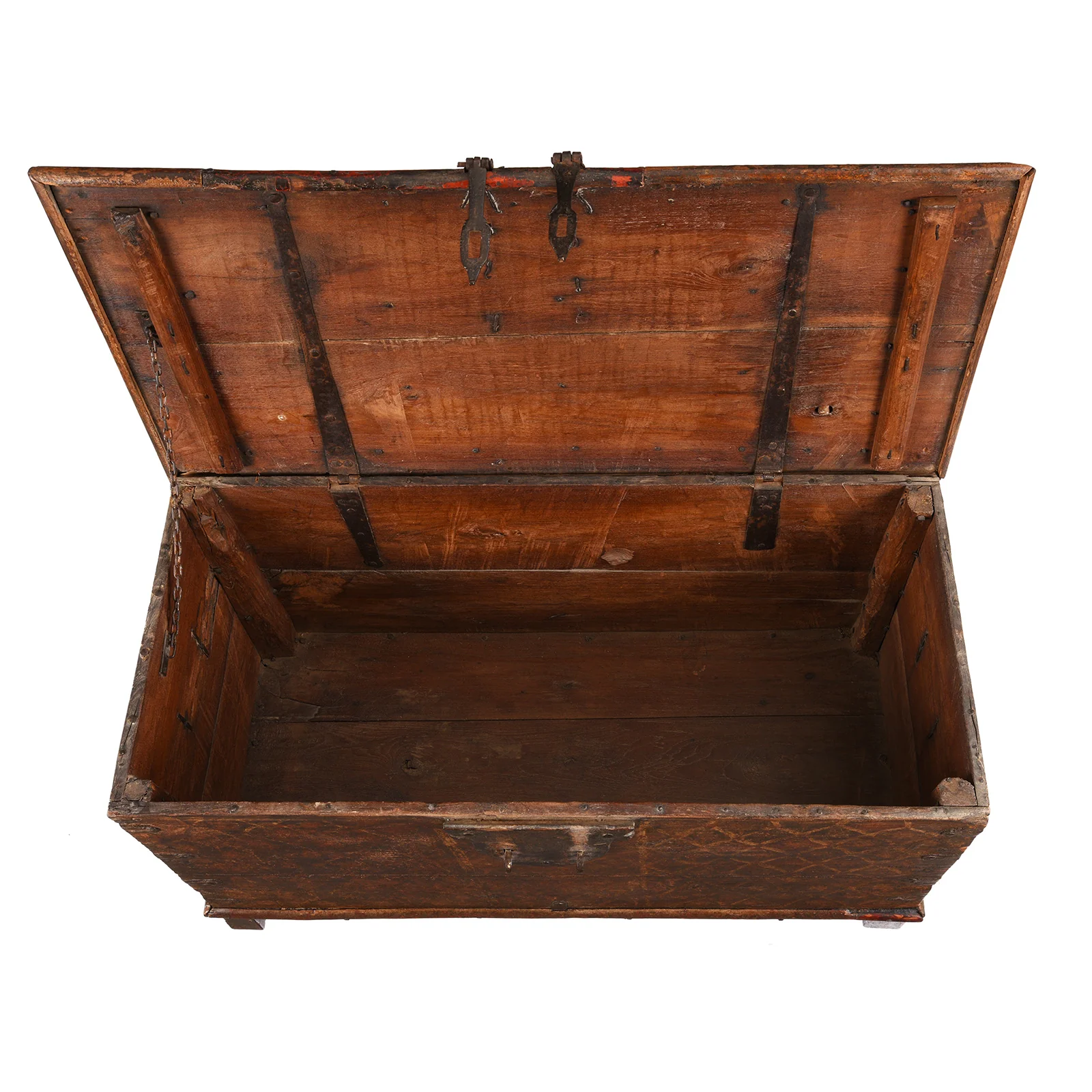Painted Teak Chest On Wheels From Nagaur - 19th Century - Image 4