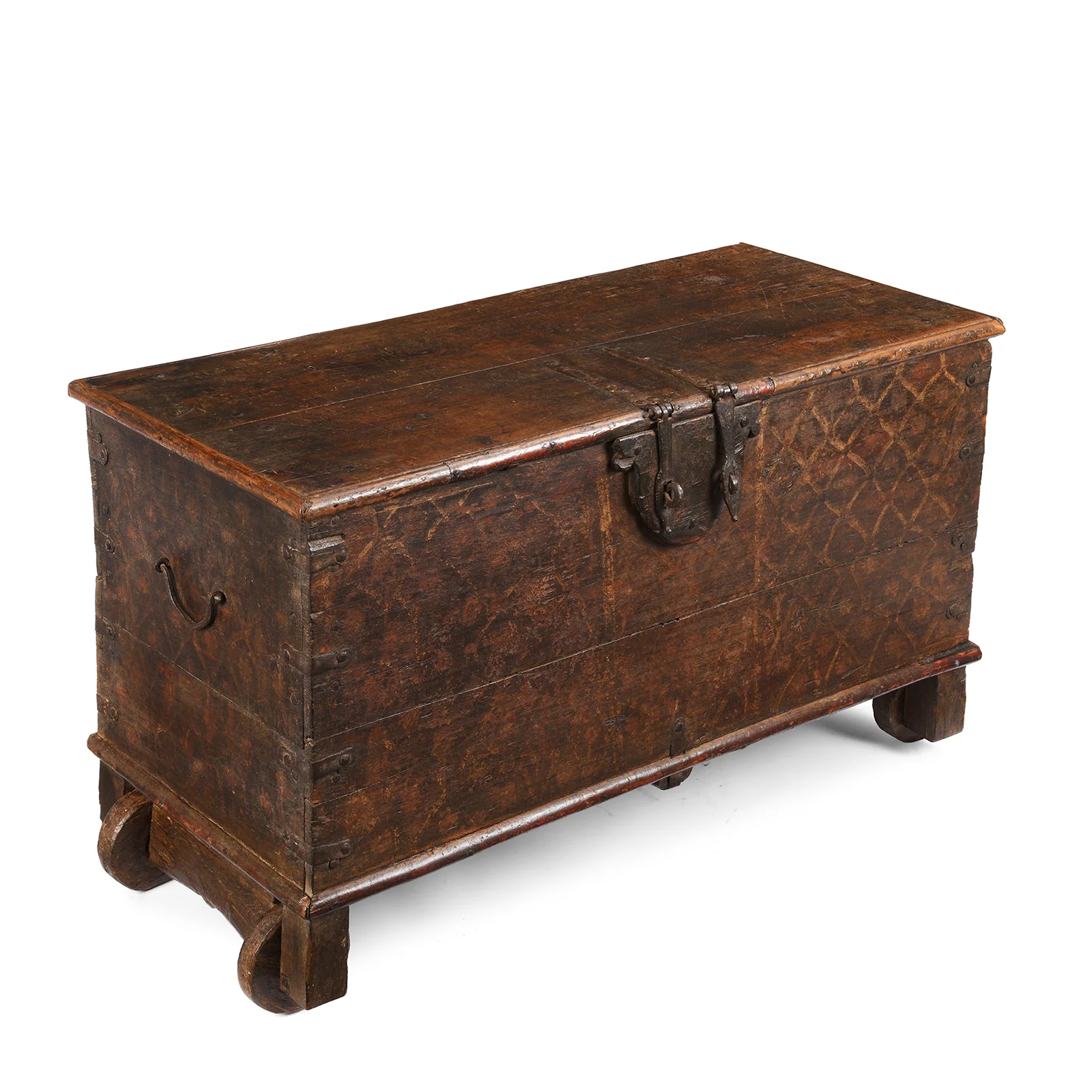 Painted Teak Chest On Wheels From Nagaur - 19th Century - Image 5
