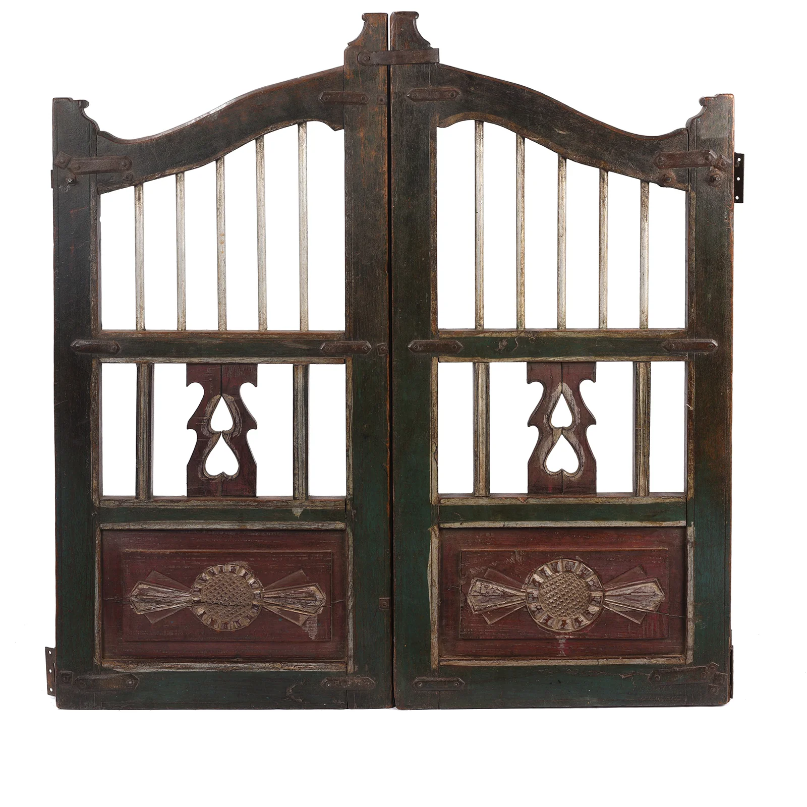 Painted Teak Dog Gate From Gujarat - 19th Century - Image 2