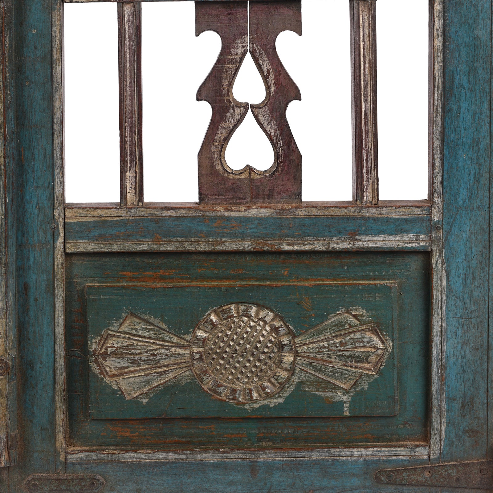 Painted Teak Dog Gate From Gujarat - 19th Century - Image 4