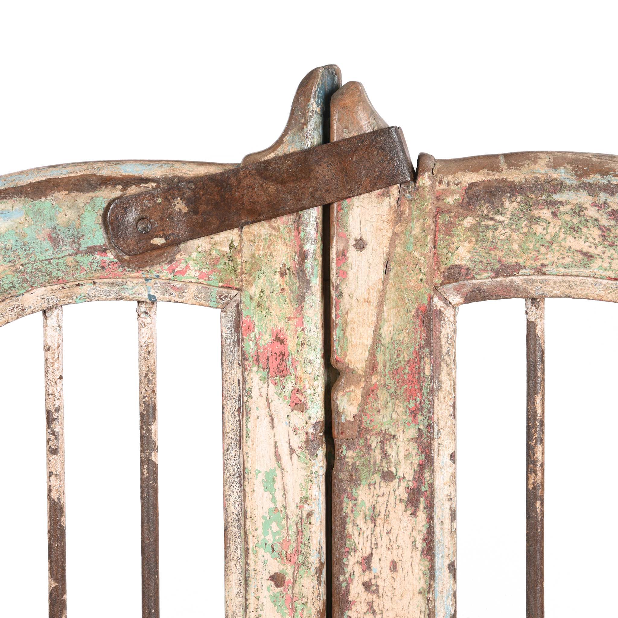 Painted Teak Dog Gate From Gujarat - 19thC - Image 4